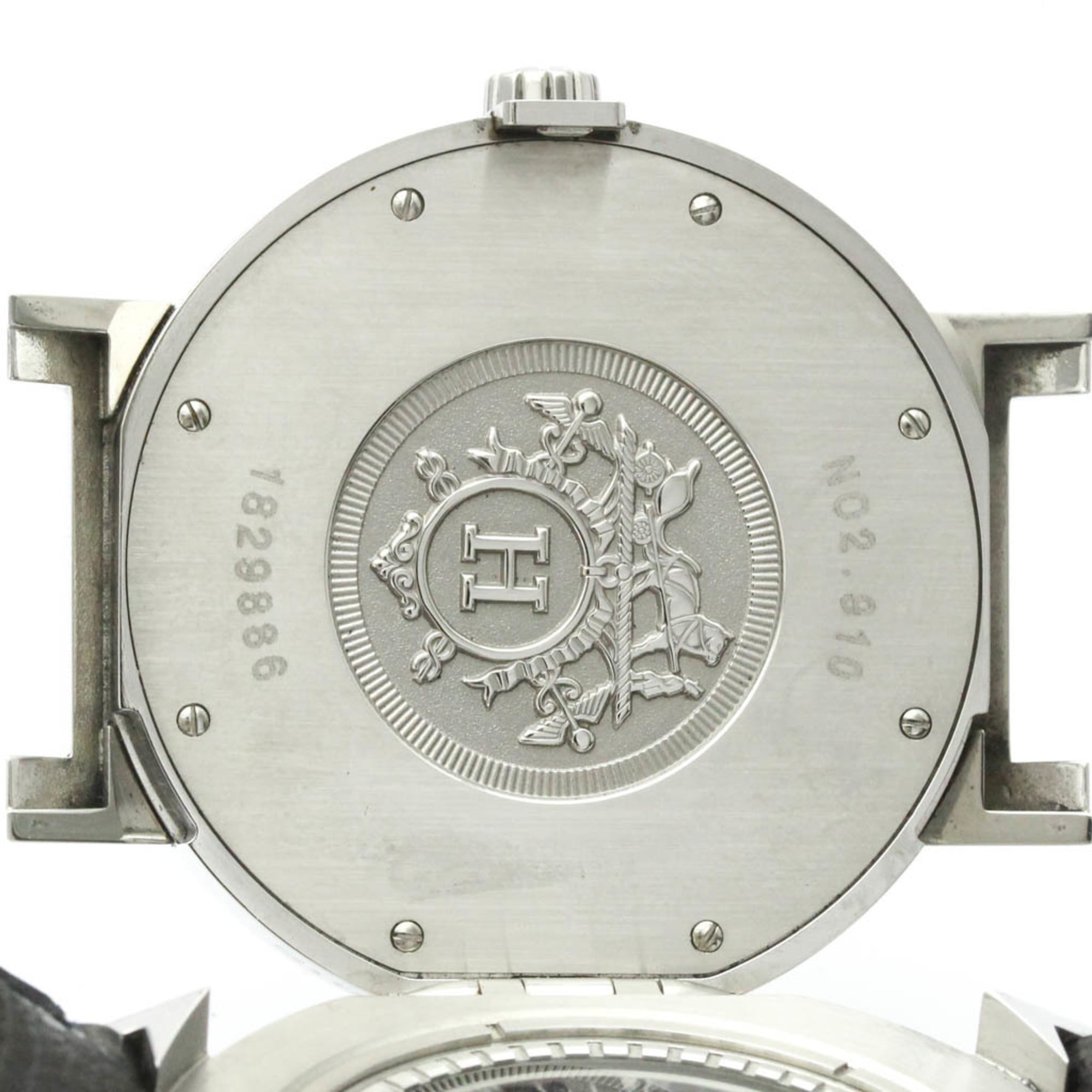 HERMES Nomade Compass Steel Auto Quartz Mens Watch NO2.910 Polished