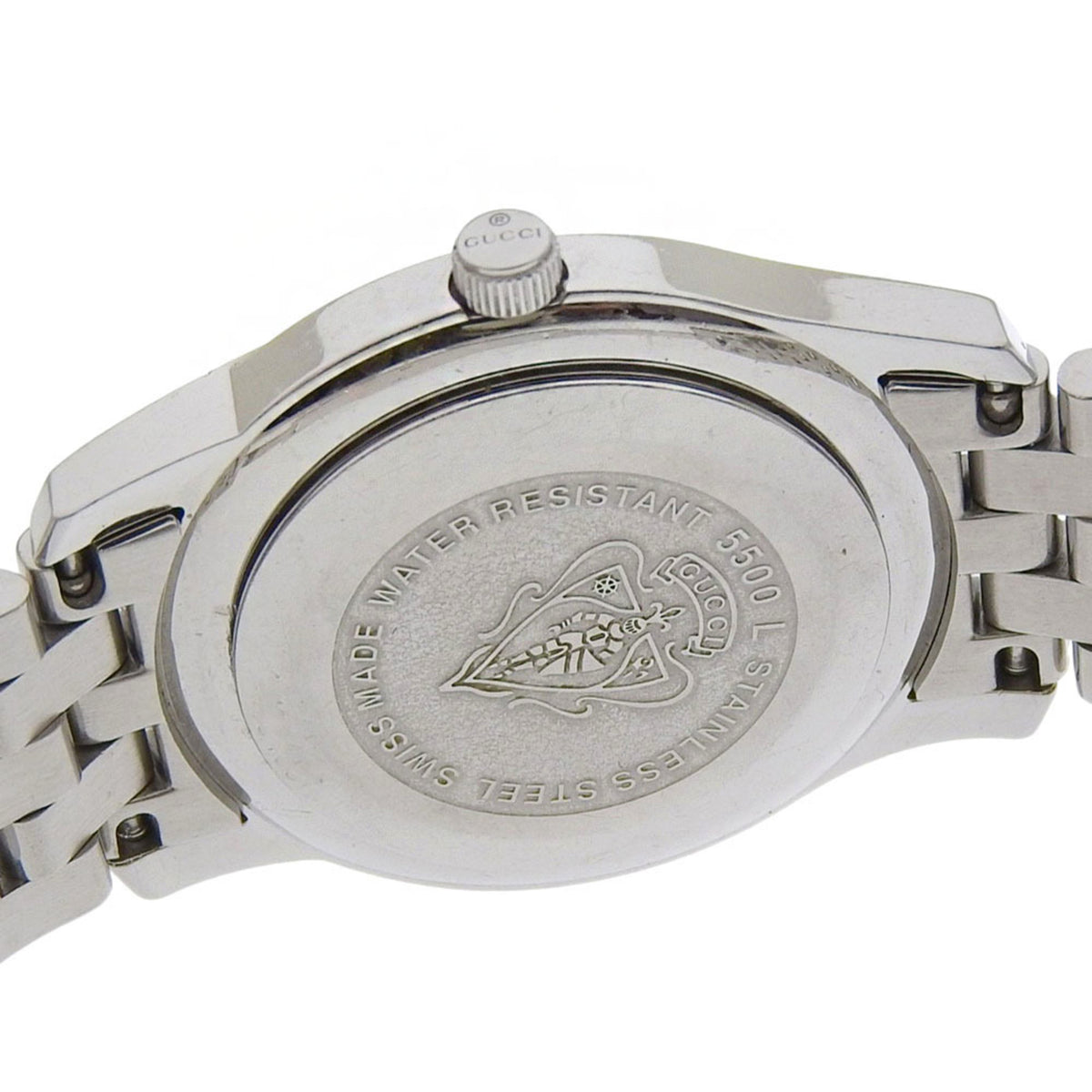 Gucci 5500L Black Dial Stainless Steel Quartz Watch, Approx. 26mm, Women's Date Display