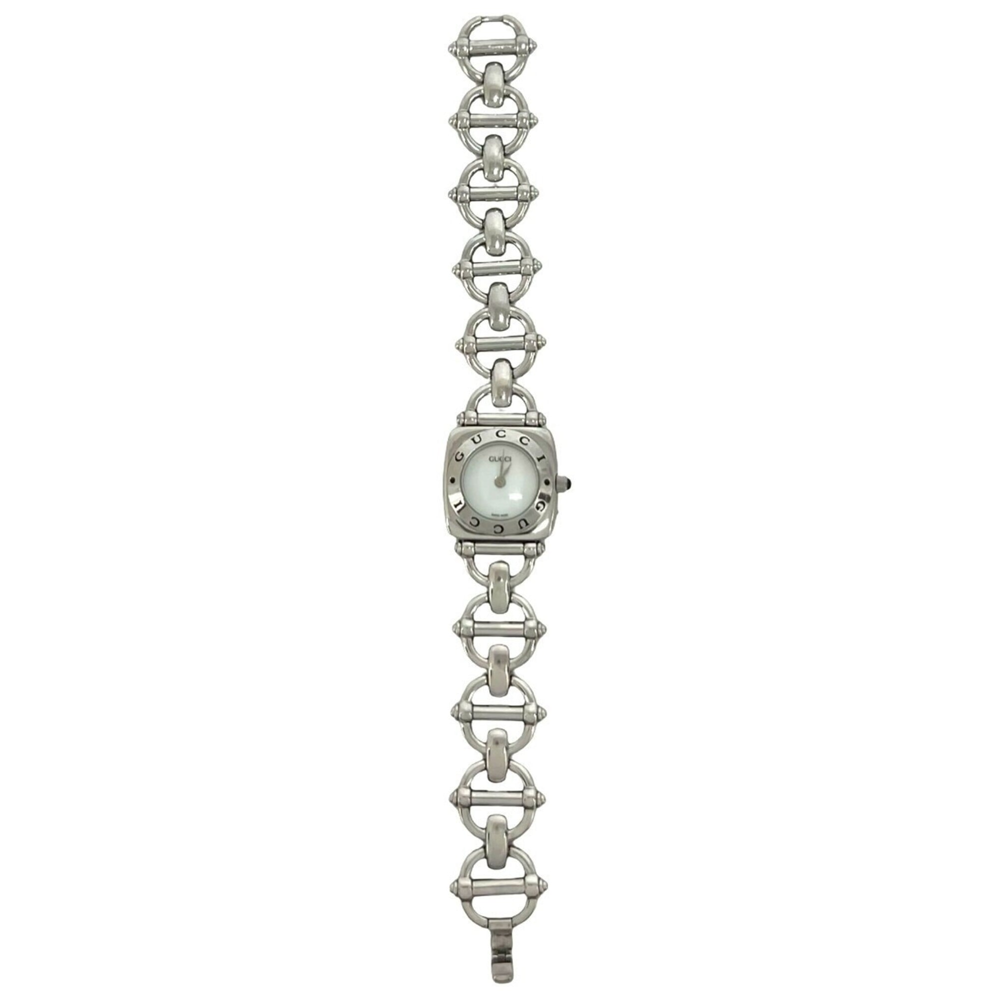 GUCCI Horsebit Chain Stainless Steel Quartz Wrist Silver 37972