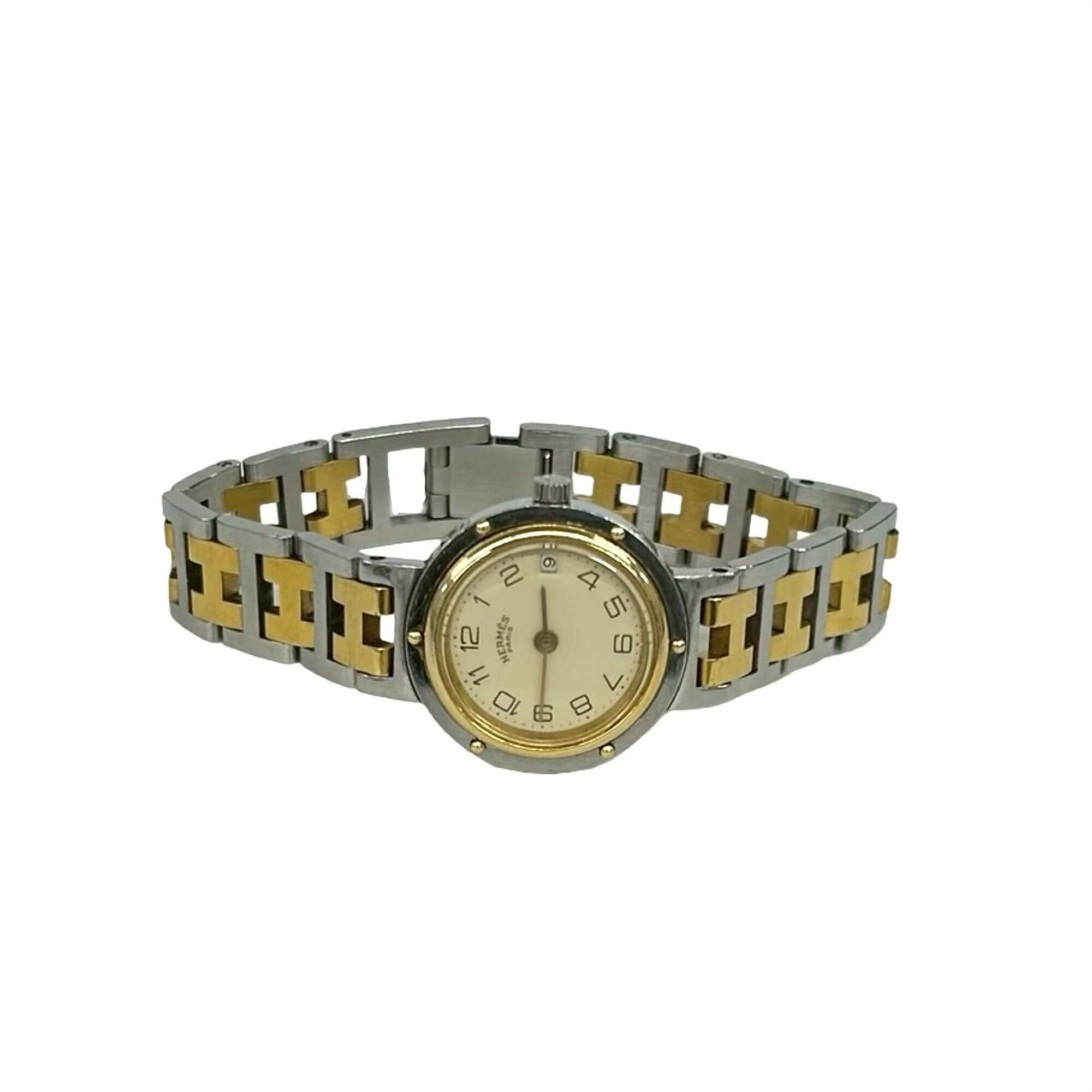 HERMES Vintage Clipper Stainless Steel GP Quartz Wristwatch, Silver/Gold, 29221