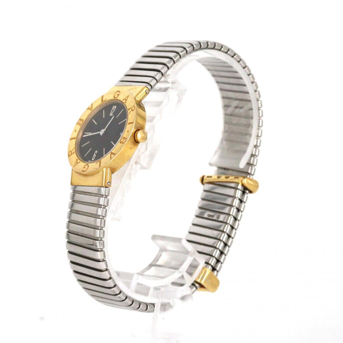 Bvlgari Tubogas BB26GSCD horloge met zwarte wijzerplaat, 26 mm