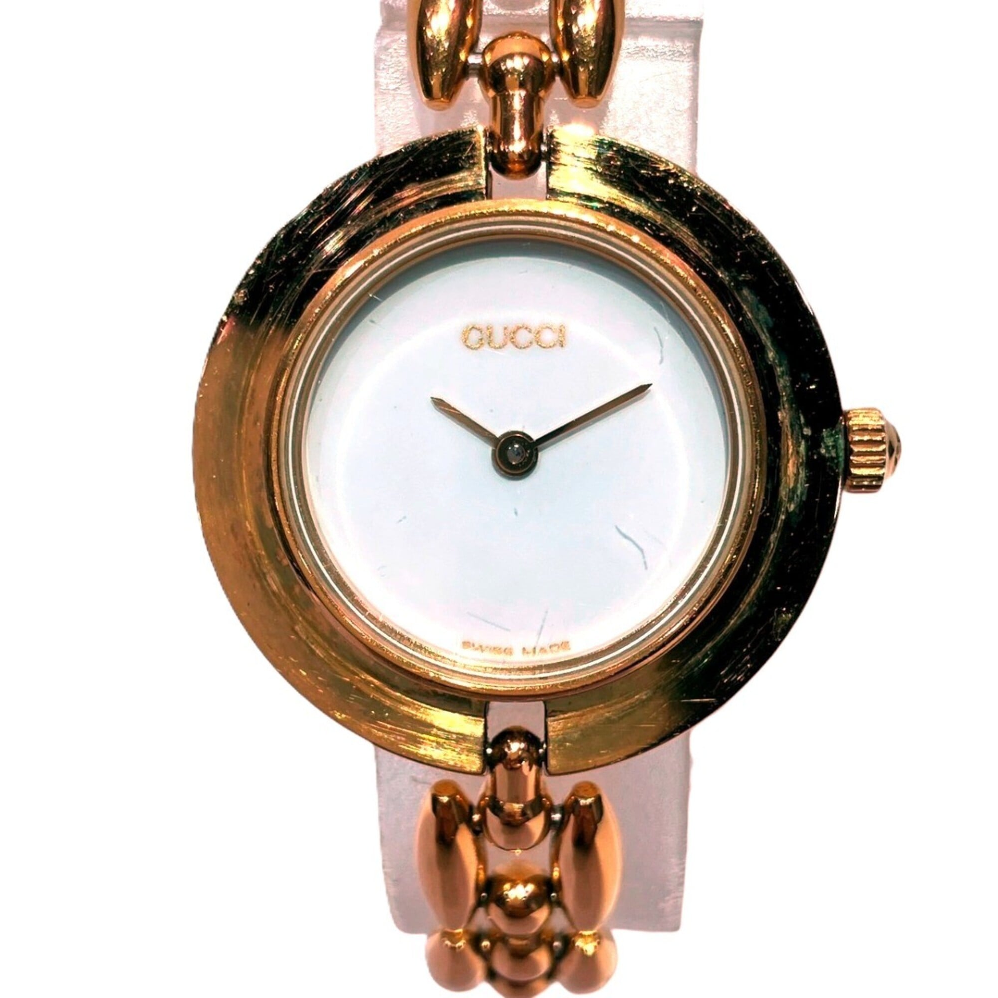 Gucci GUCCI Changeable Bezel Watch, Total Weight 25.6g, GP, Quartz, White Dial, 11 12.2