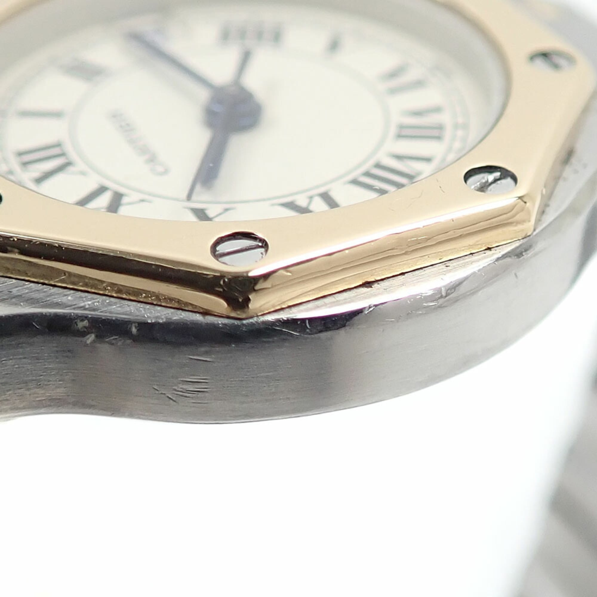 Cartier Santos Octagon SM Ladies Quartz Watch, Stainless Steel & 18K Yellow Gold, W2001683/187903, Battery Operated