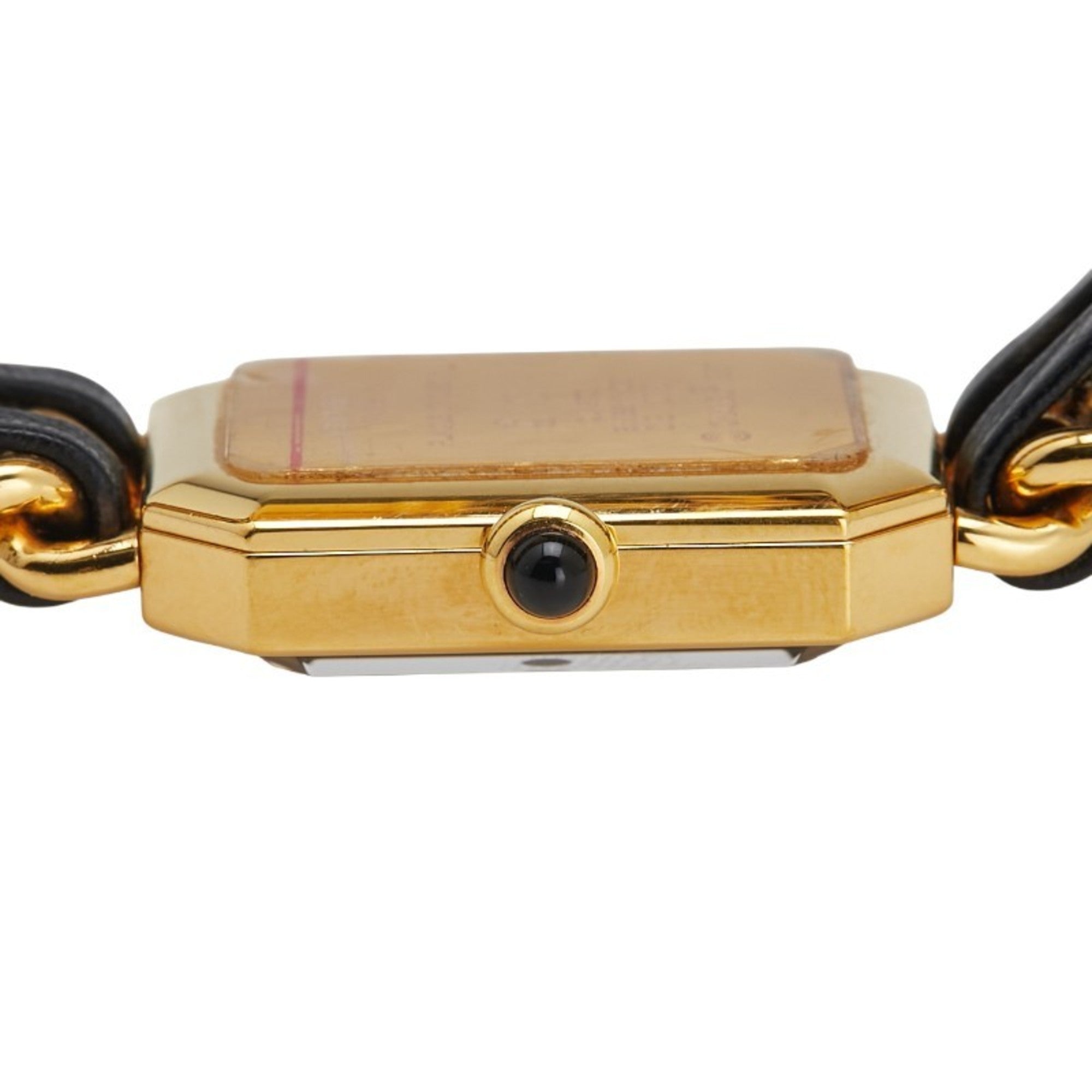 CHANEL Premiere M Quarz-Damenuhr mit Schwarz Zifferblatt und beschichtetem Lederarmband