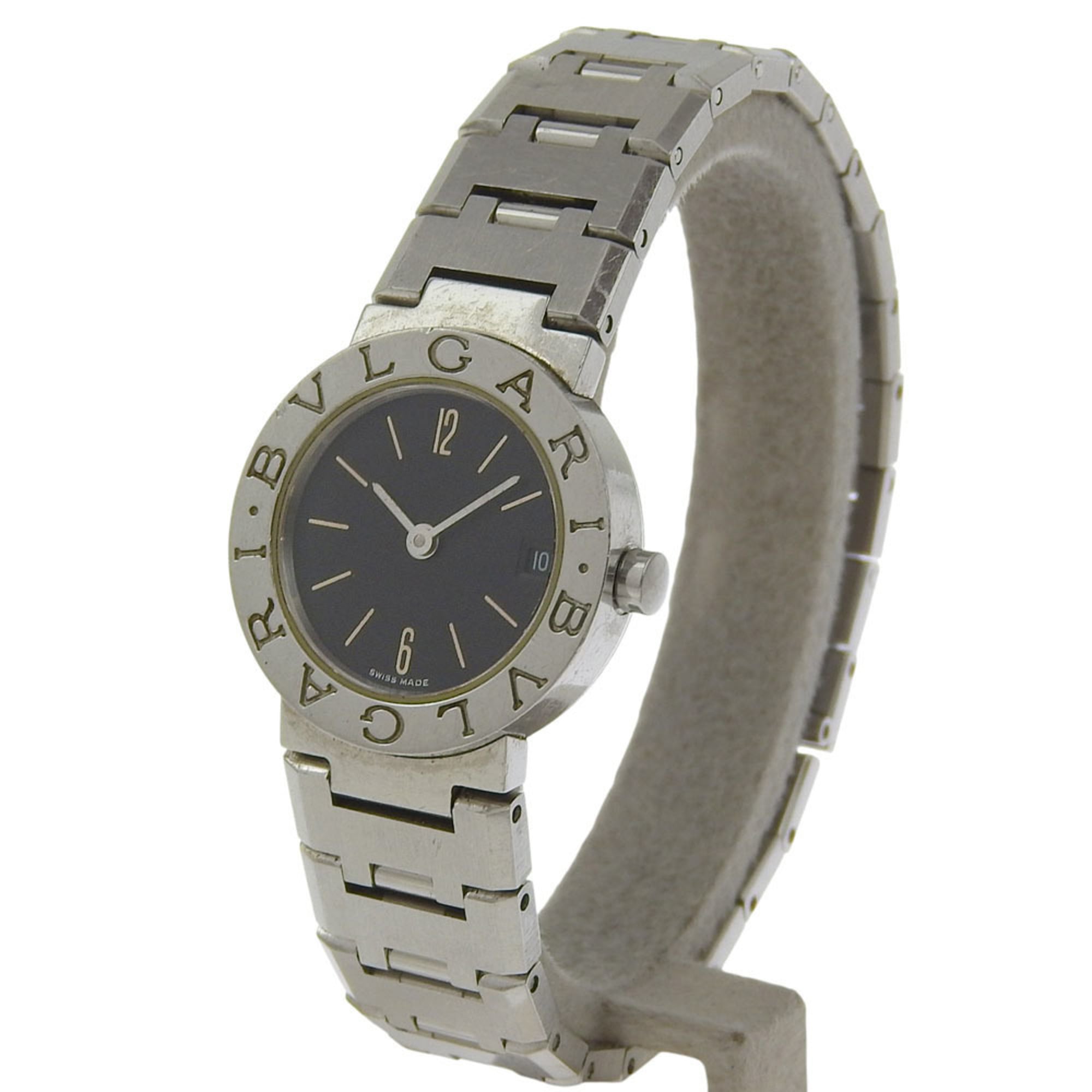 BVLGARI Wristwatch BB23SS Stainless Steel Quartz Analog Display Black Dial Women's