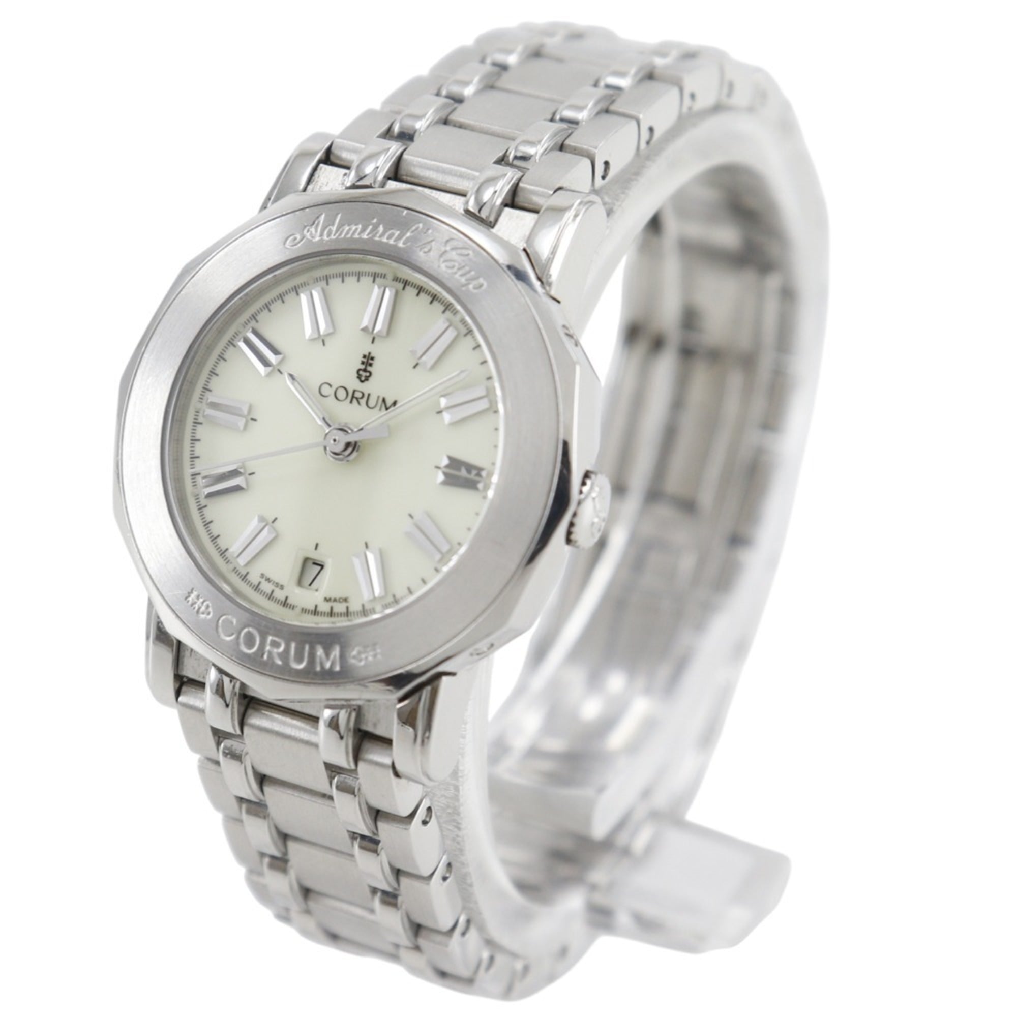 Corum Admiral's Cup Watch, 39.130.20.V585, Stainless Steel, Quartz Movement, Analog Display, Ivory Dial, Women's