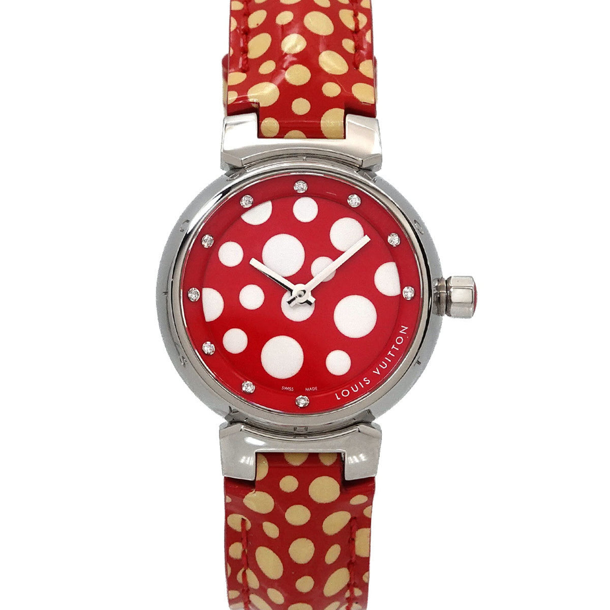 Louis Vuitton Tambour Yayoi Kusama Q12M7 Red color, White Dial 28mm Watch