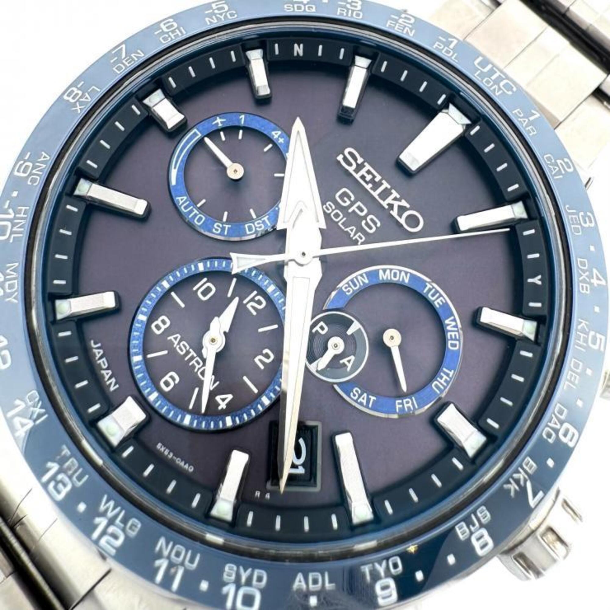 Montre Seiko Astron série 5X GPS SBXC001, cadran bleu, 42 mm