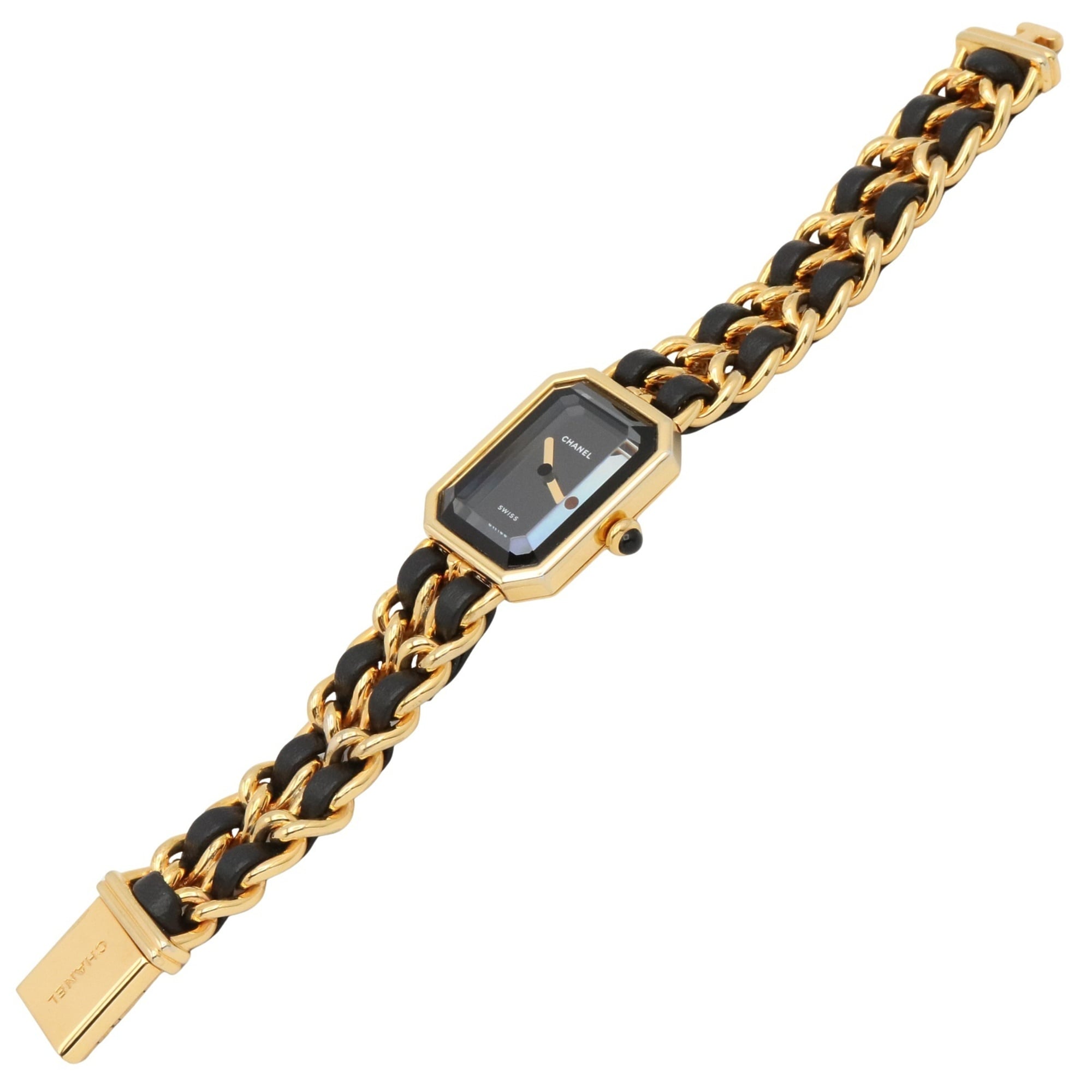 Chanel CHANEL PremiÃ¨re S Gold Plated (GP) Leather Strap Wo Black H0001