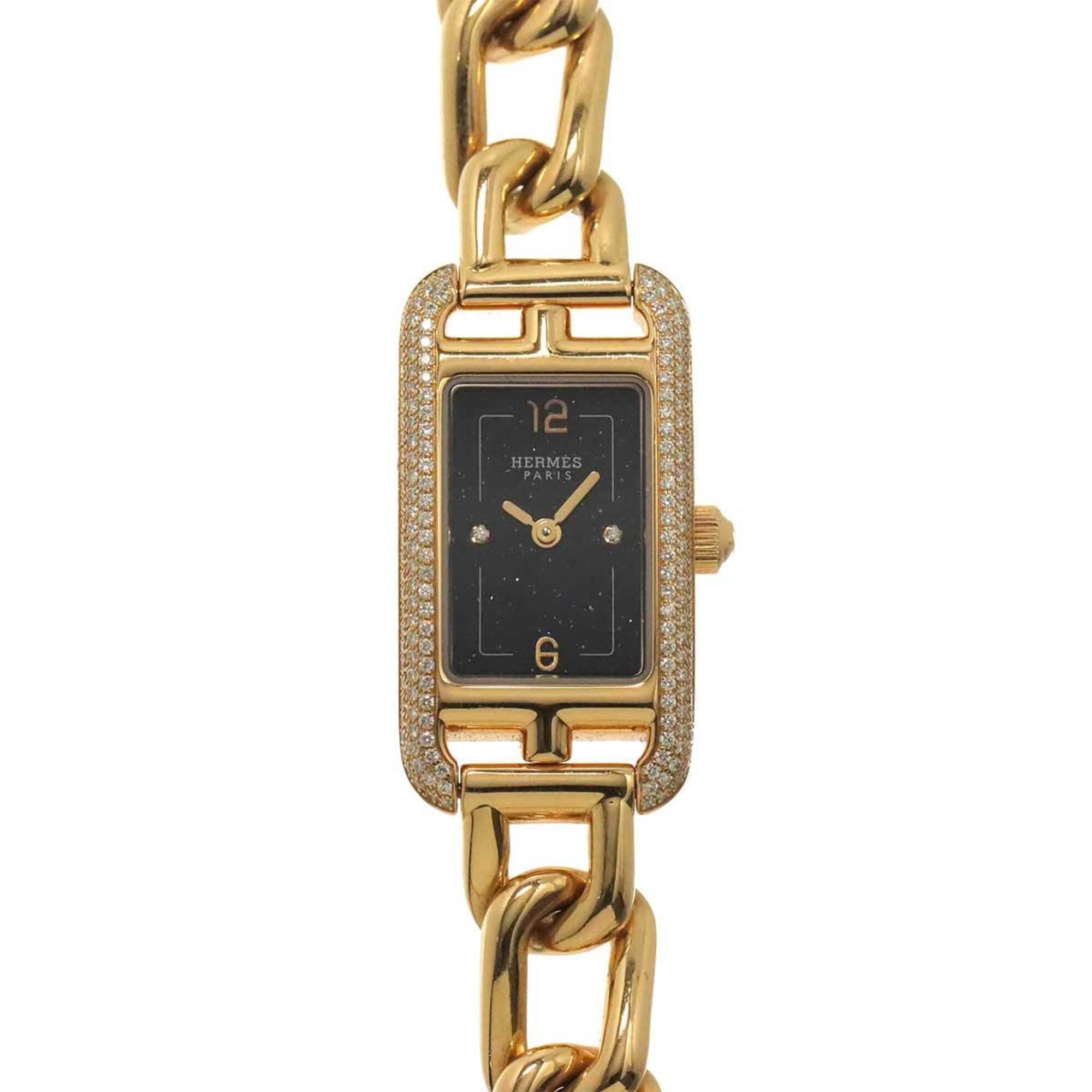 Hermes Nantucket NA2 171c Women's Watch, 2-Piece Diamond Aventurine, 18K Pink Gold, Solid Quartz Watch