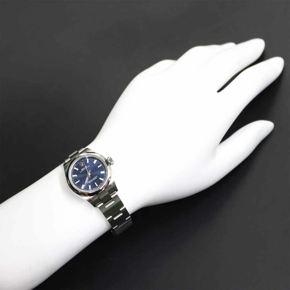 Rolex Oyster Perpetual 176200 mit blauem Zifferblatt, 28 mm Uhr