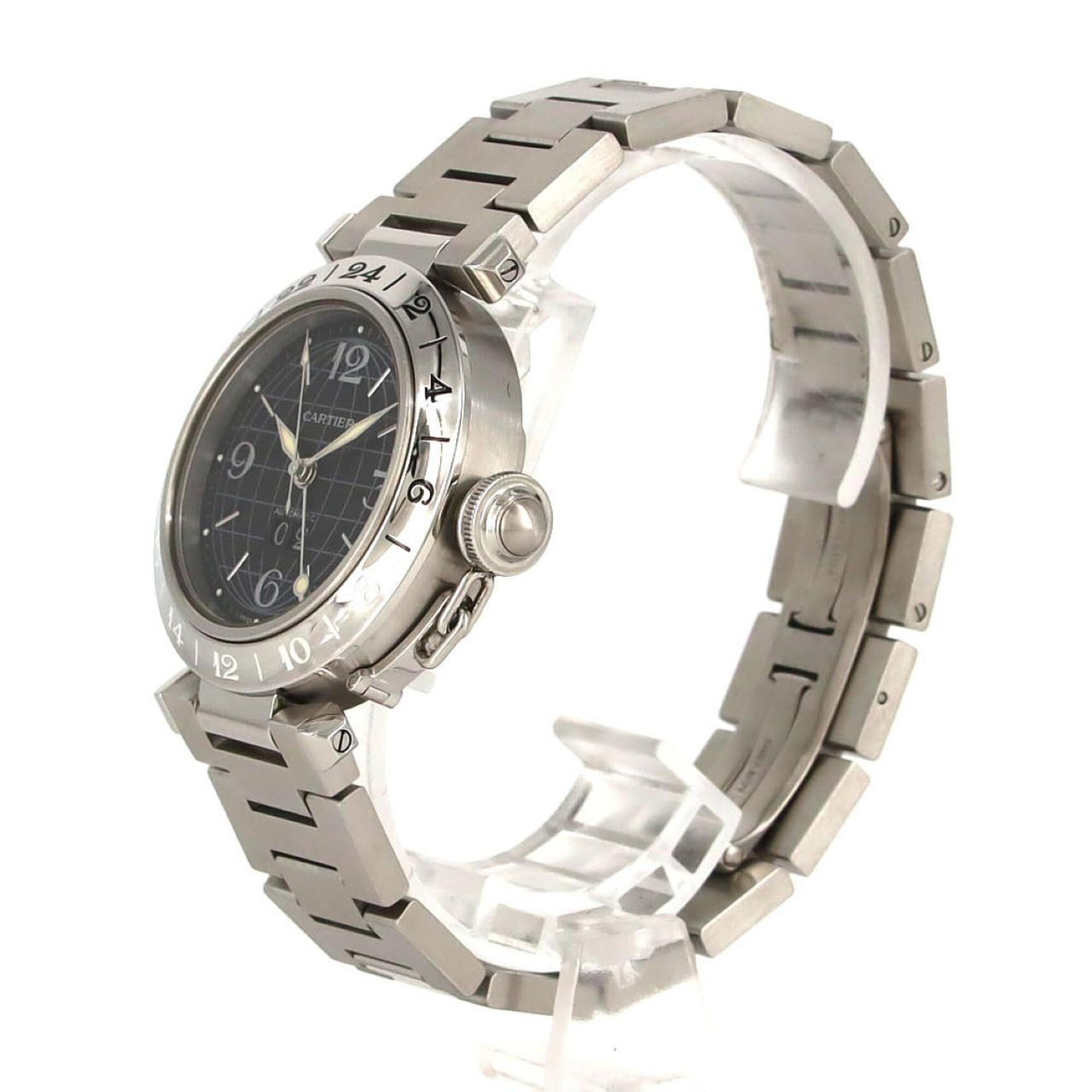 Cartier Pasha C GMT Grande Date W31049M7 Stainless Steel Automatic Watch