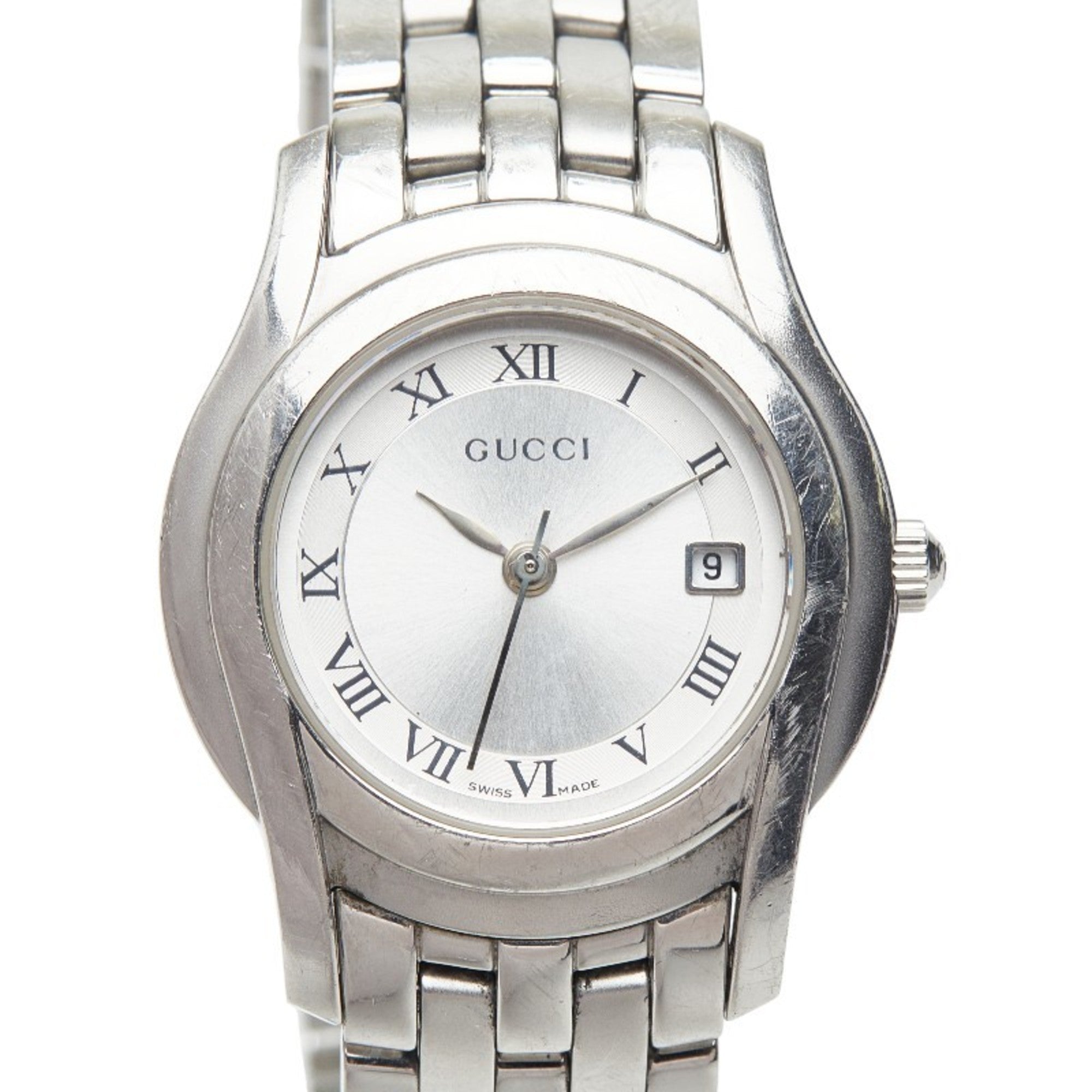 Gucci G-Class 5500L Quartz Watch with Silver Dial and Stainless Steel, Women's
