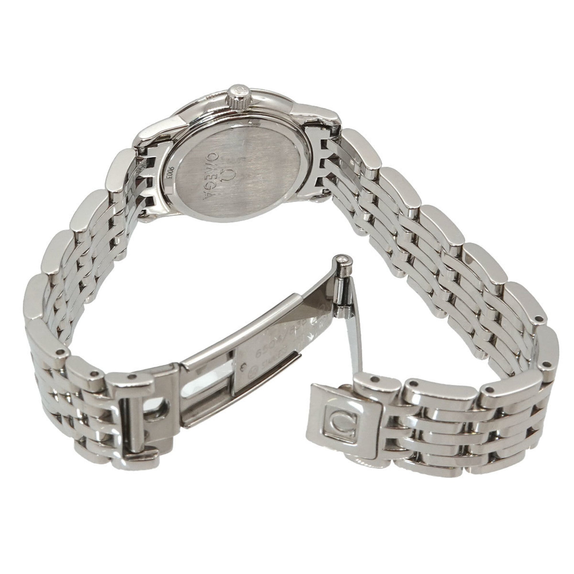Omega De Ville 4575 71 Damenuhr, Diamantlünette, Weiß Zifferblatt, Quarz