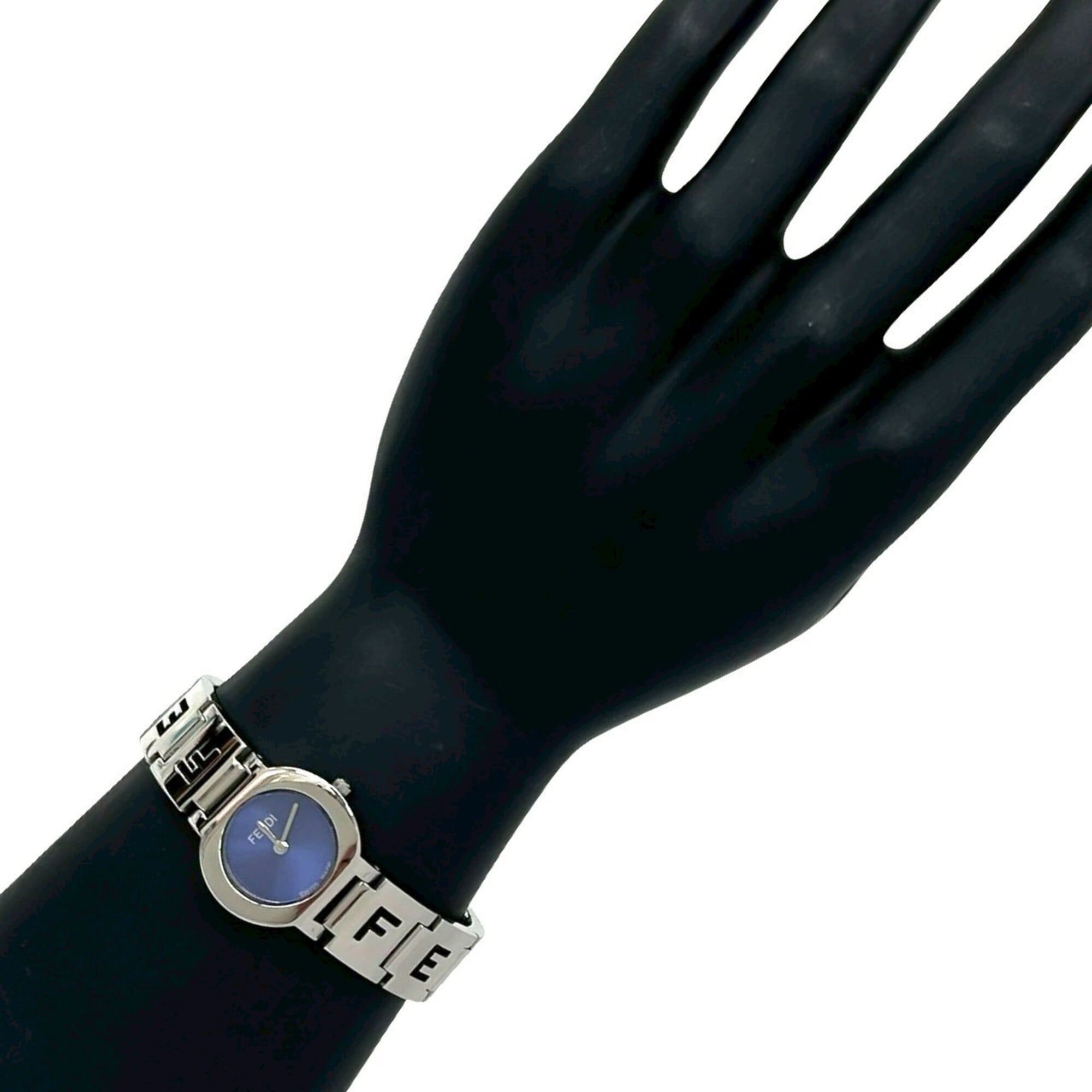 FENDI 3050L Logo Stainless Steel Quartz Wrist Silver 31132