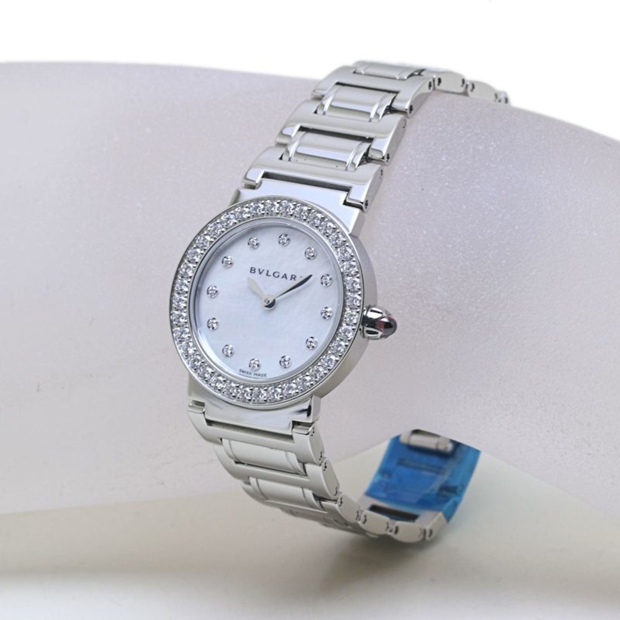 BVLGARI Women's Stainless Steel Watch with 12 Diamond Bezel (BBL26WSDS