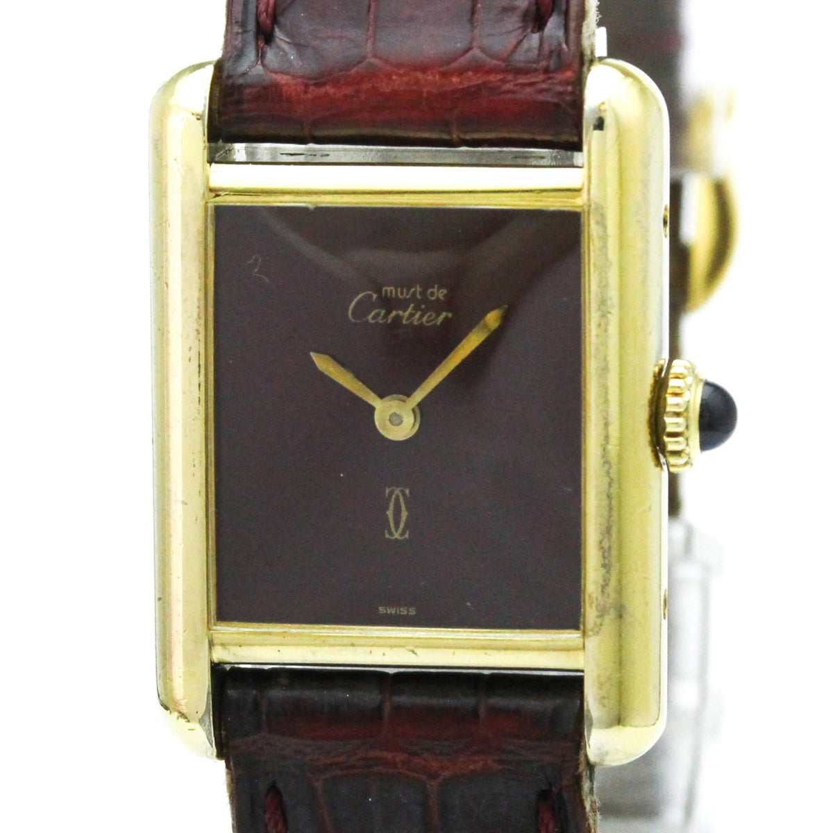Cartier Must Tank Bordeaux Dial 20mm Watch