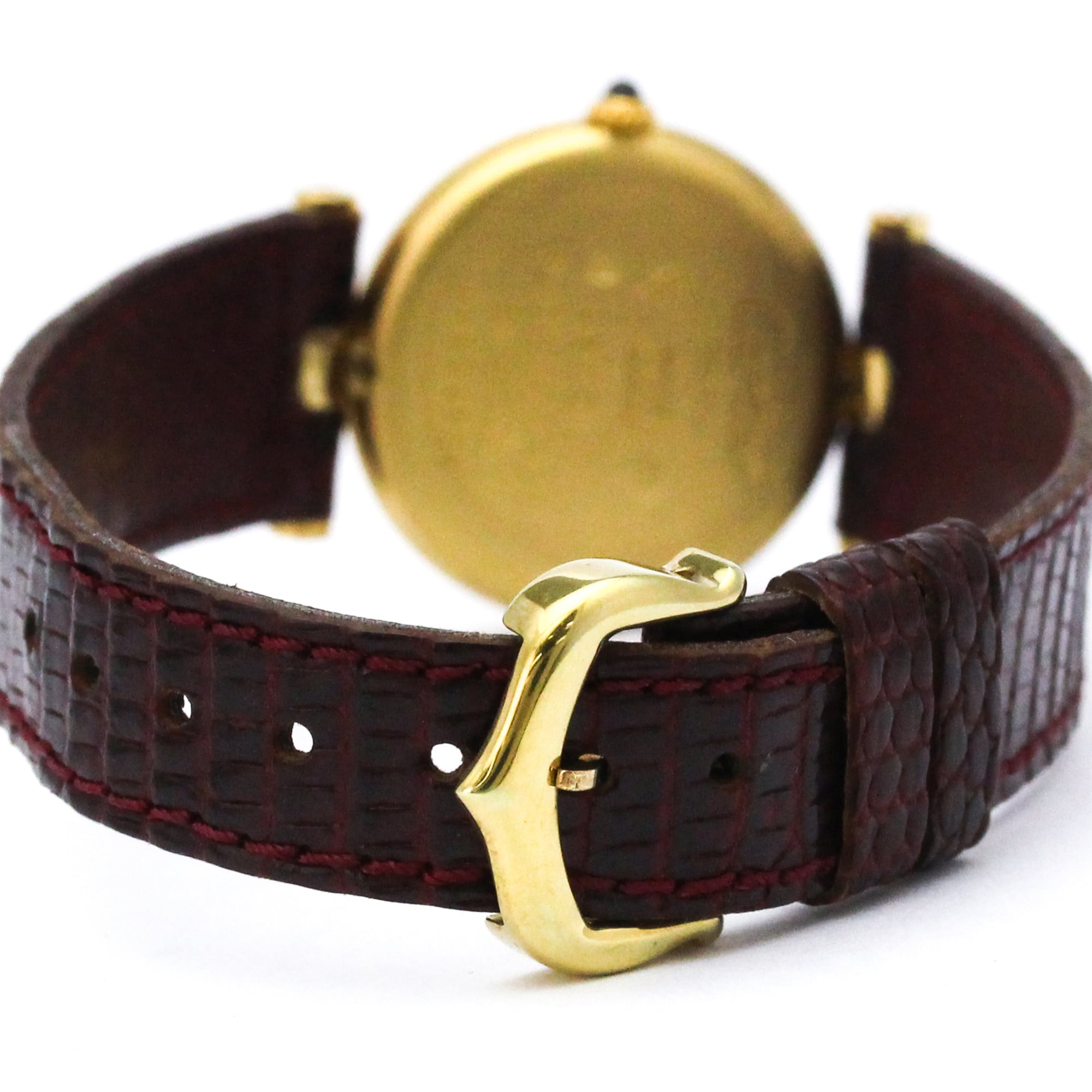 CARTIER Must Vendome Gold Plated Leather Quartz Ladies Watch