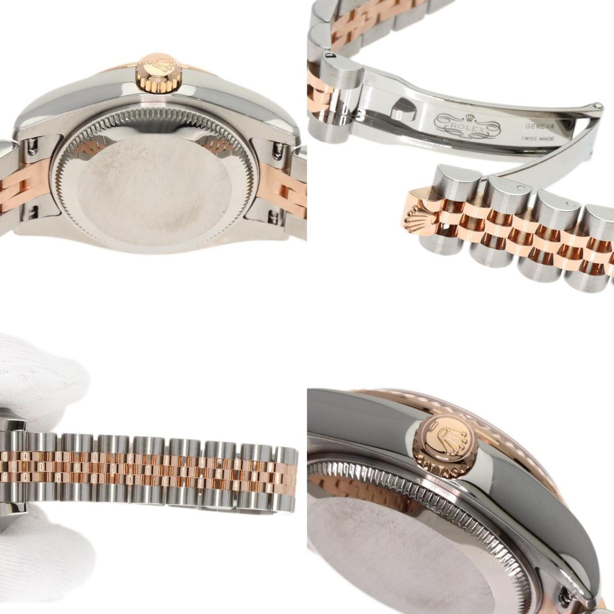 Montre Rolex 179171N2BR Datejust 2P « Diamond Gold Dust » en acier inoxydable SSxK18PG Everose pour femme ROLEX