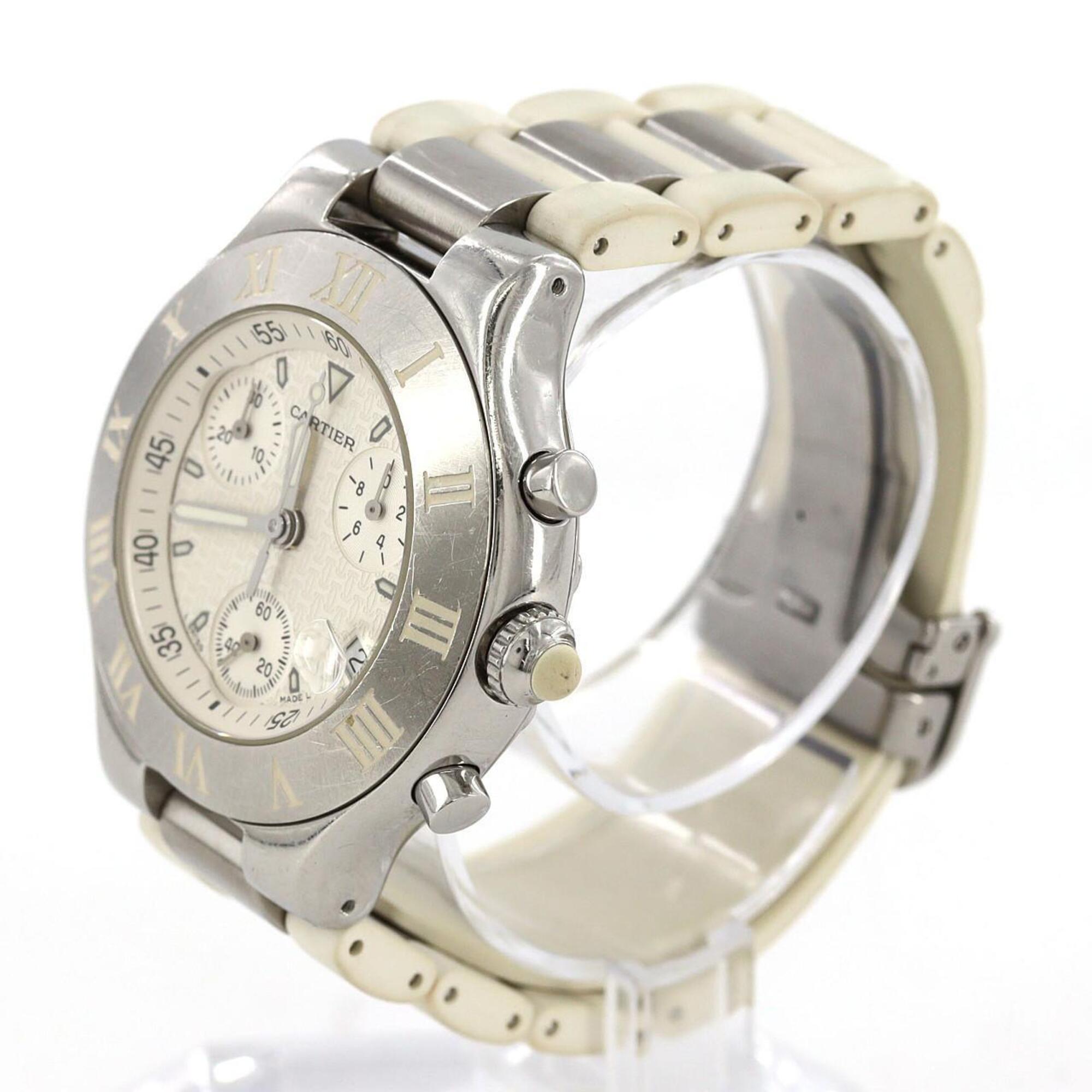 Cartier Chronoscaph LM W10184U2 Silver Dial 38mm Watch