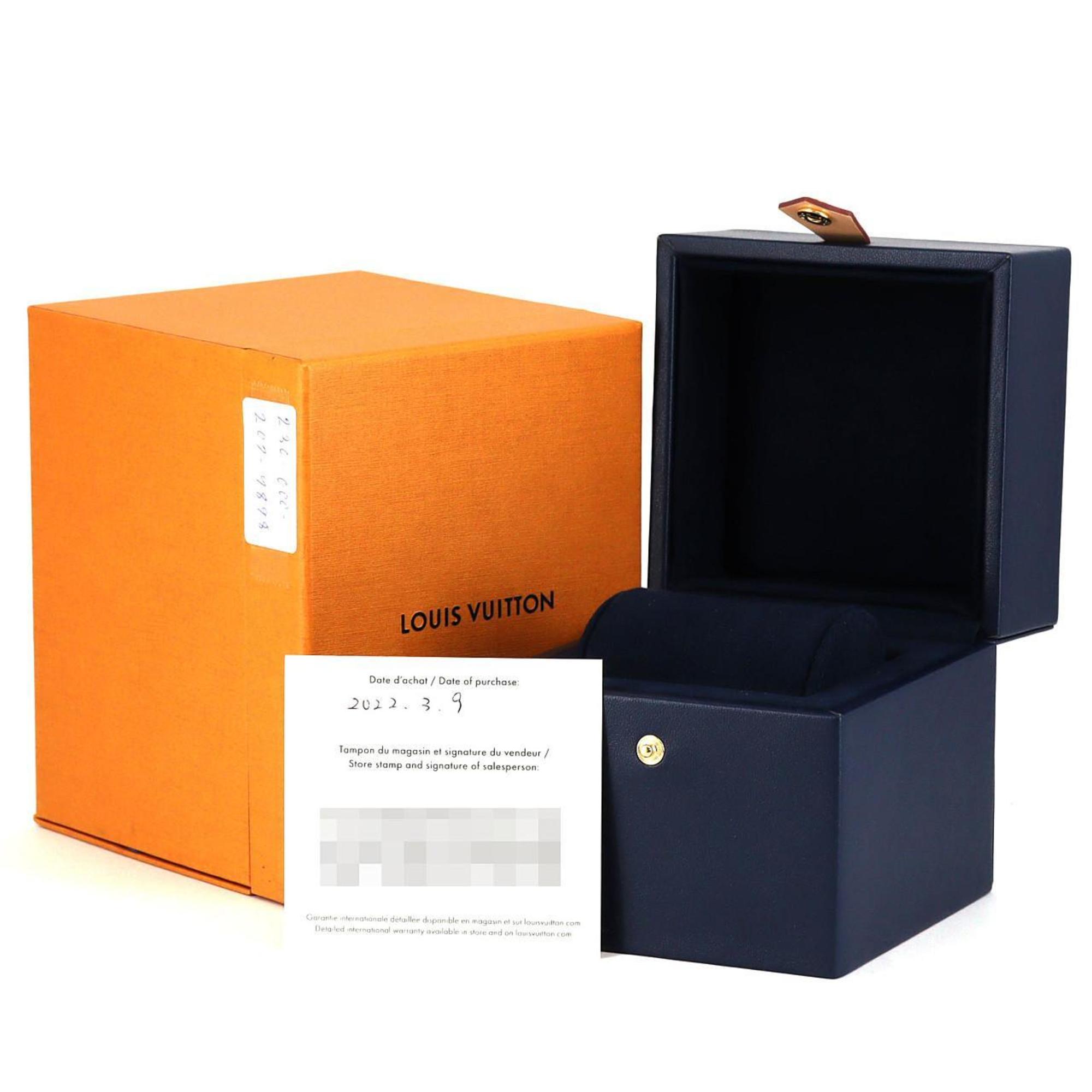 Louis Vuitton Tambour Dual Time 12P Circle D QA142 roestvrijstalen quartzhorloge