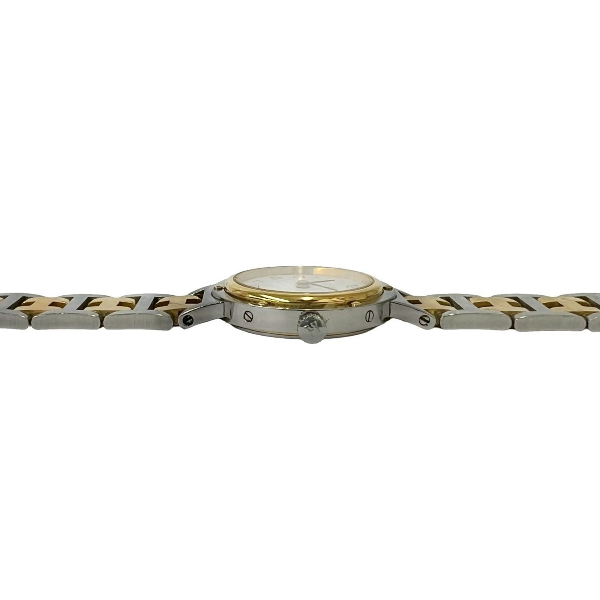 HERMES Clipper Stainless Steel GP Quartz Wristwatch, Silver/Gold, 31964