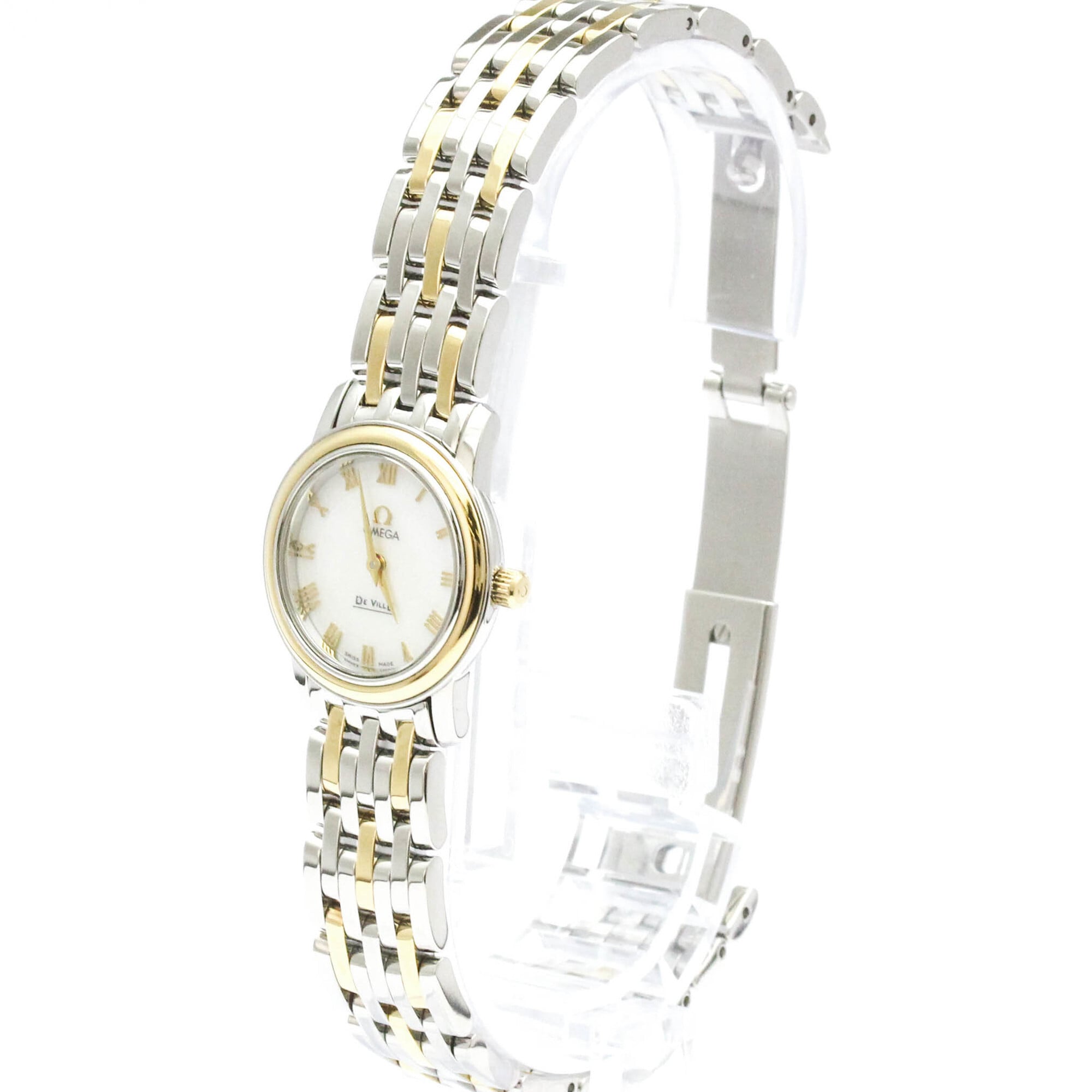 OMEGA De Ville Prestige MOP 18K Gold Steel Quartz Ladies Watch 424.20.24.60.05.001 Polished