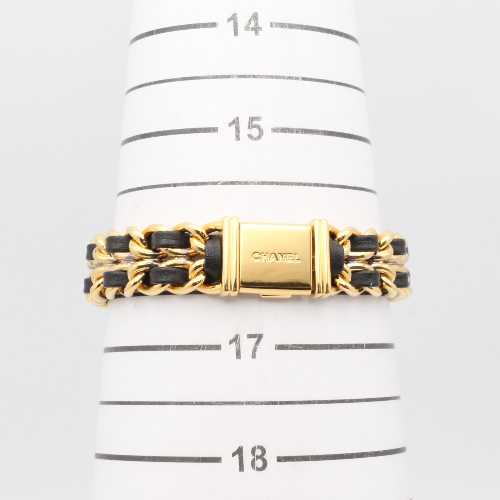 Chanel CHANEL PremiÃ¨re L Gold Plated (GP) Leather Strap Wo Black H0001