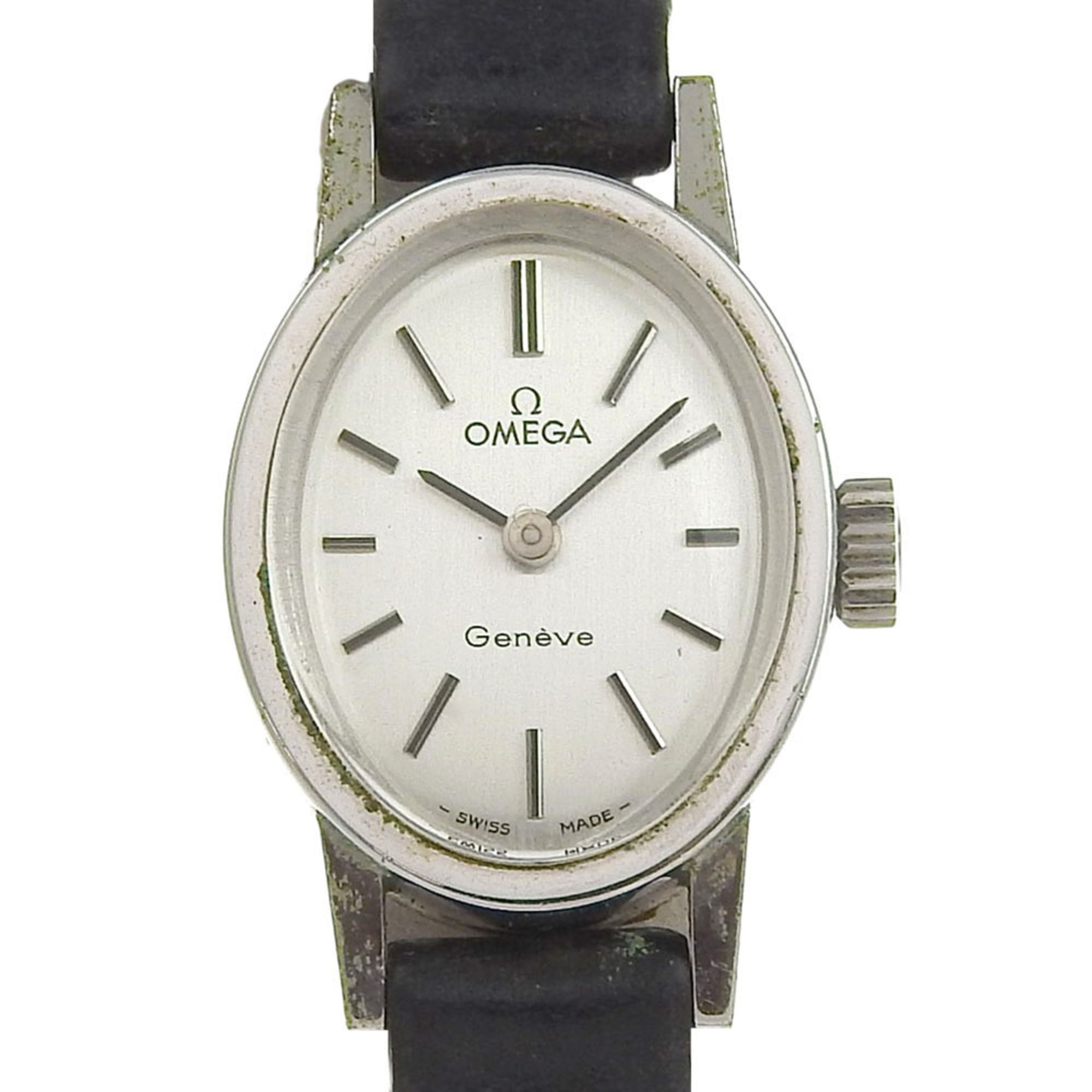 OMEGA Geneva Women's Watch, Caliber 485, Stainless Steel, Manual Winding, Analog Display, Silver Dial