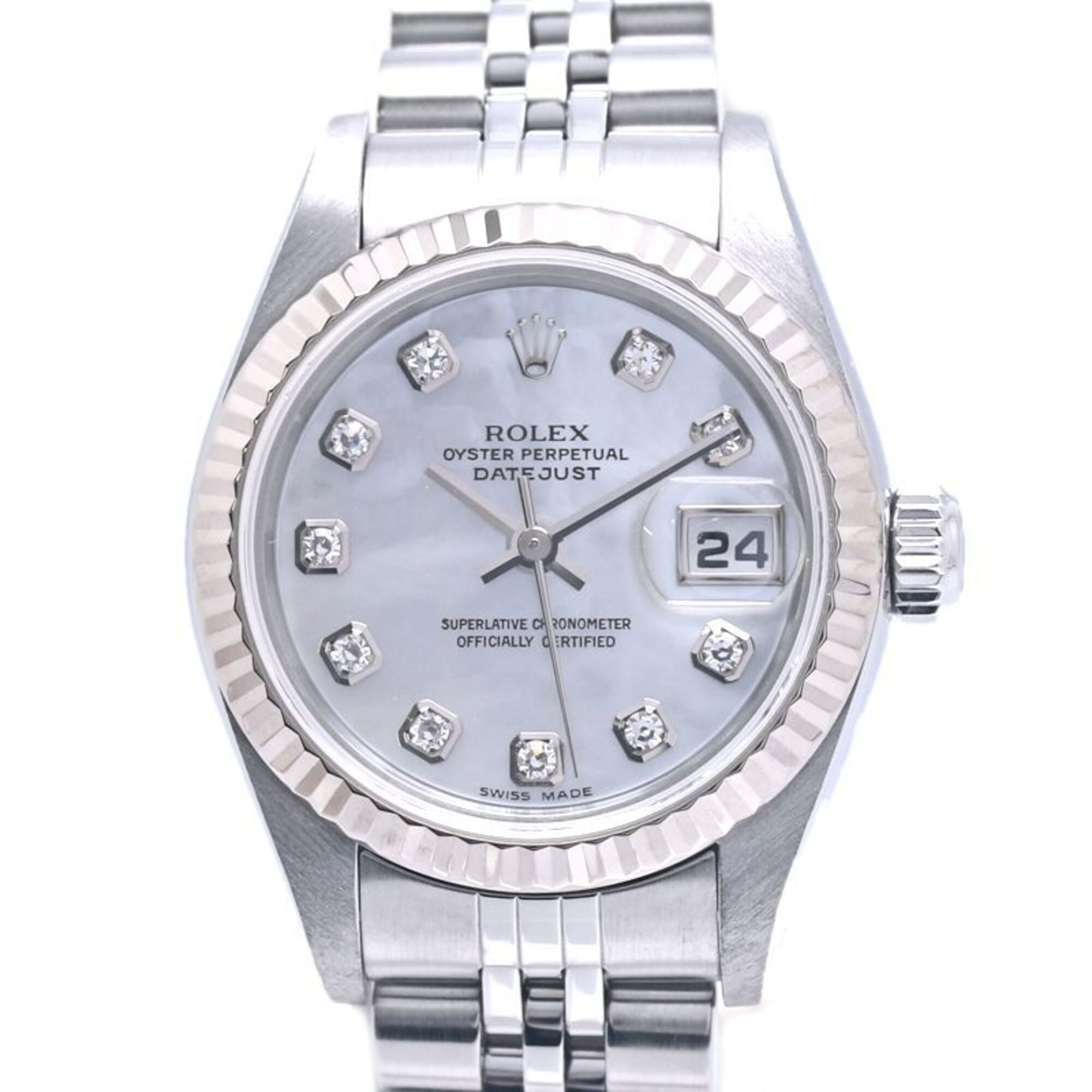 ROLEX Datejust 10P Diamond 79174NG Women's Watch 18K White Gold x Stainless Steel 40365