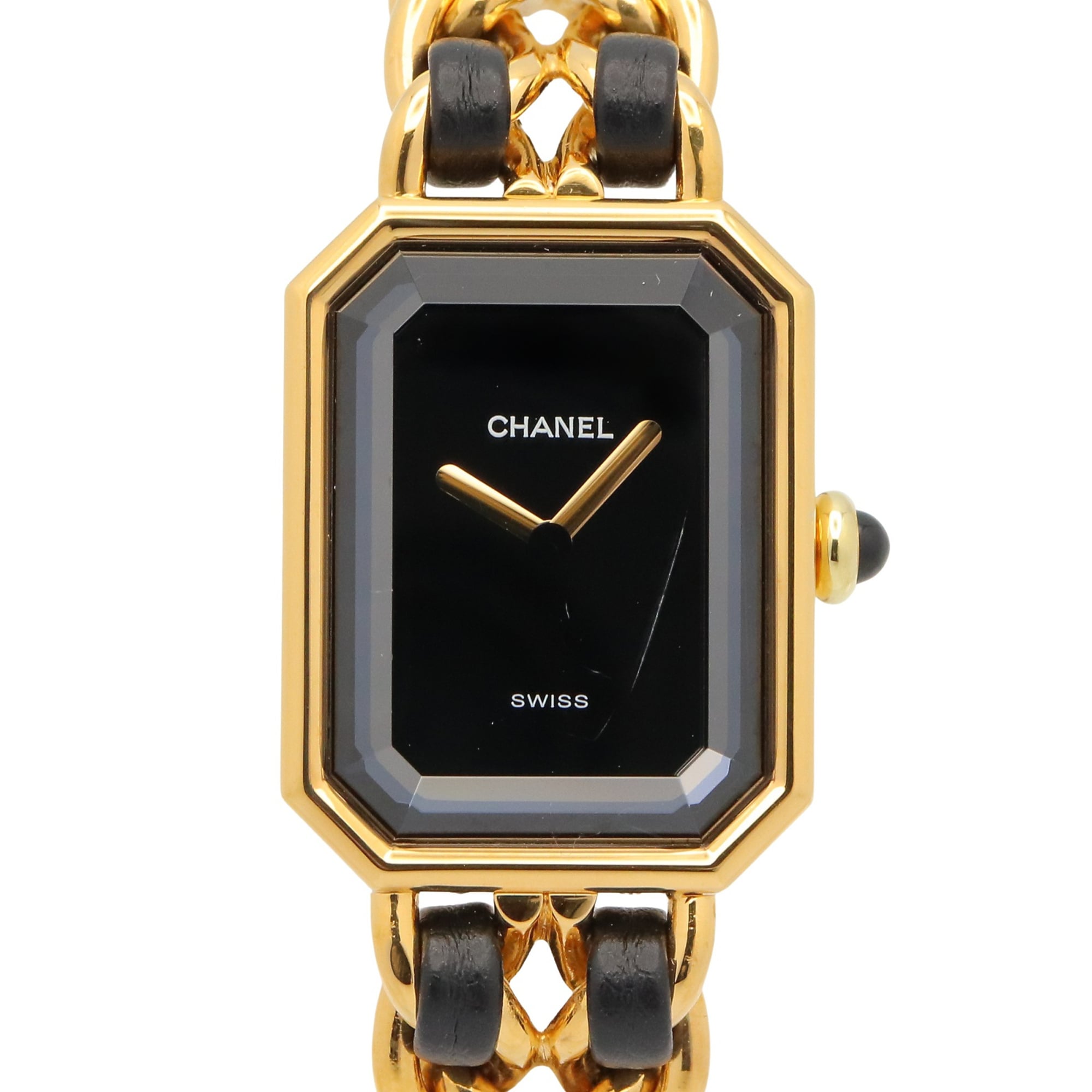 Chanel Premiere H0001 Black Dial Gold plated 20mm Watch