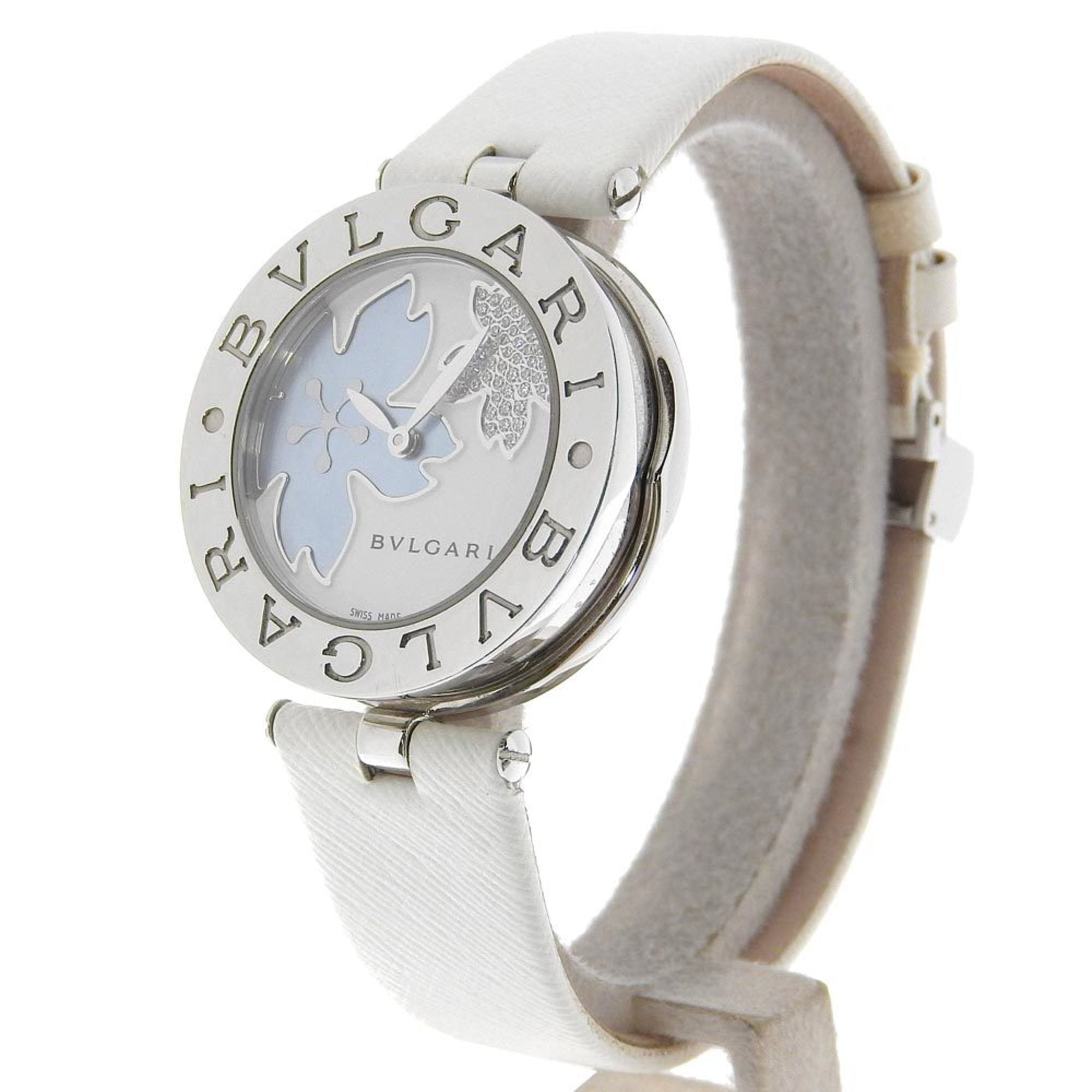 BVLGARI B-zero1 Watch BZ30FDSL Stainless Steel x Leather Flower Quartz