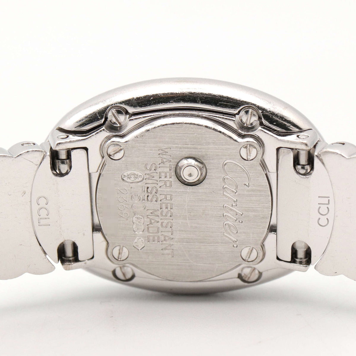 Cartier Mini Baignoire Diamond Bezel 18K WB5095L2 Silver Dial 18mm Watch