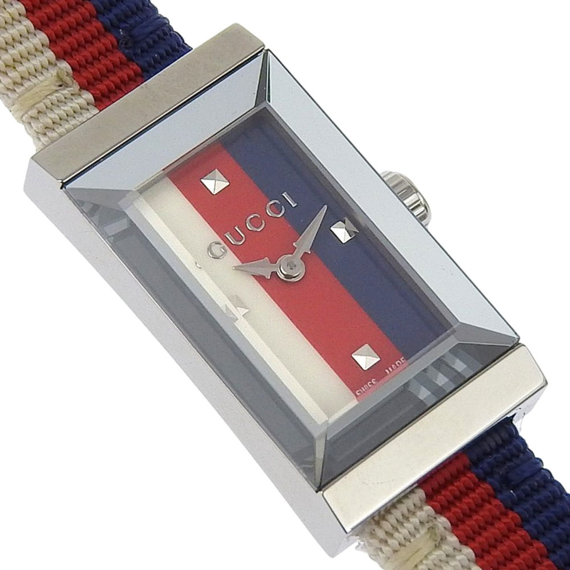 Gucci G Frame Tricolore Watch YA147502/147.5 Stainless Steel and Canva
