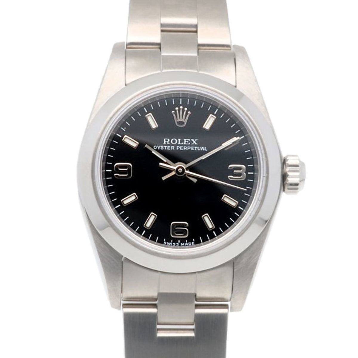 Montre Rolex Oyster Perpetual 76080 Noir avec cadran de 24 mm