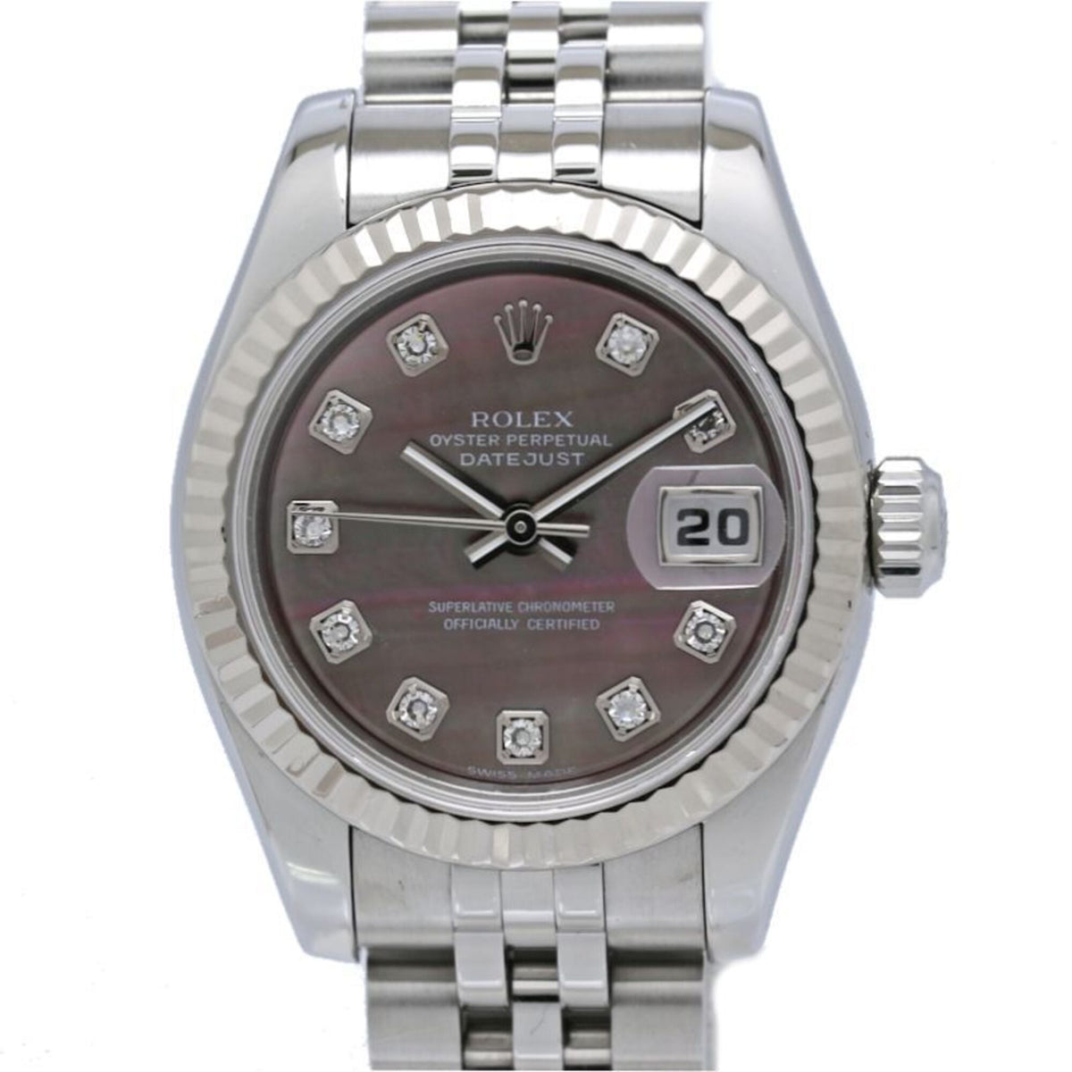 Rolex Datejust 10P Diamond 179174NG Black shell Dial 26mm Watch