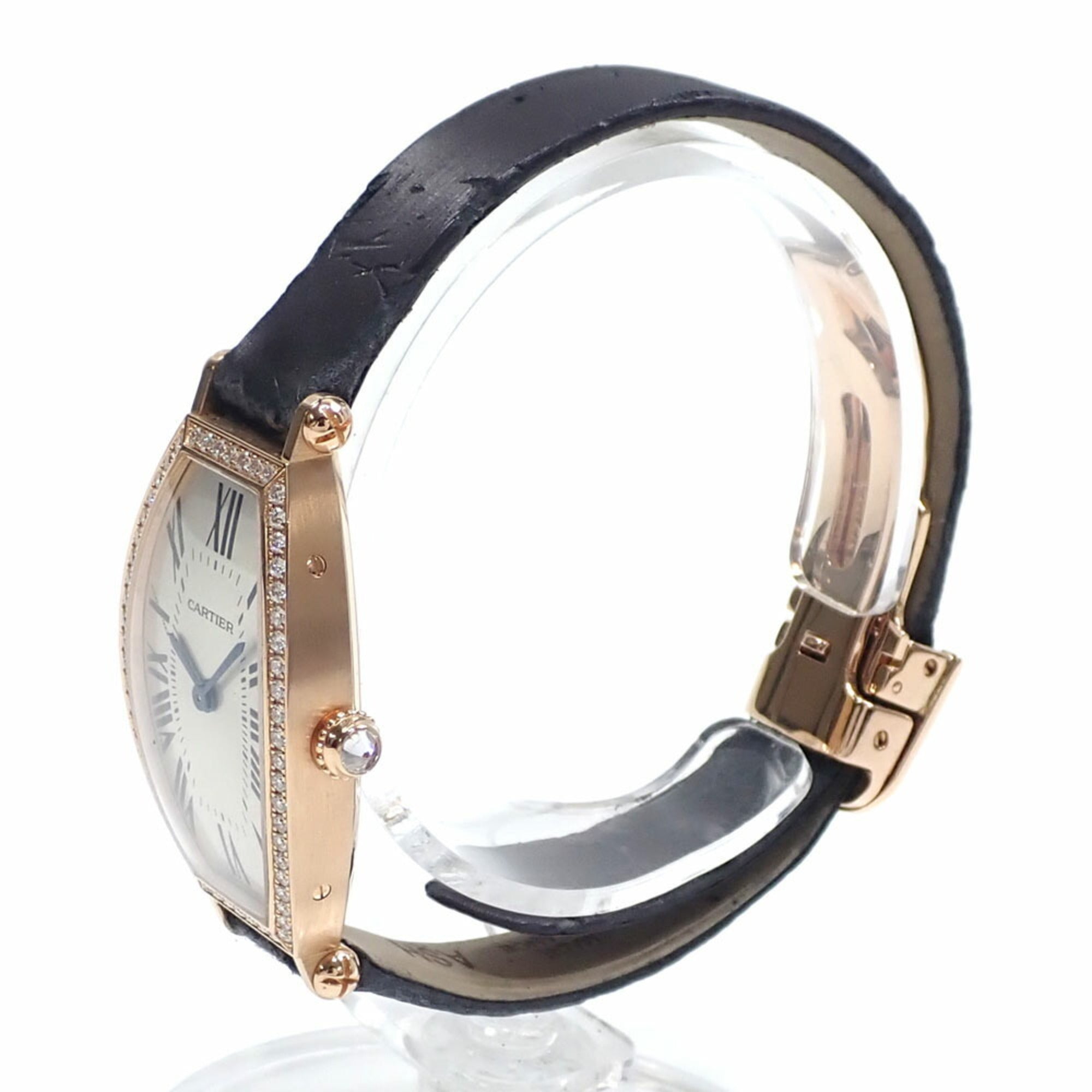 Cartier Tonneau Ladies' Watch, Manual Winding, 18K Pink Gold, Diamonds, WE400331