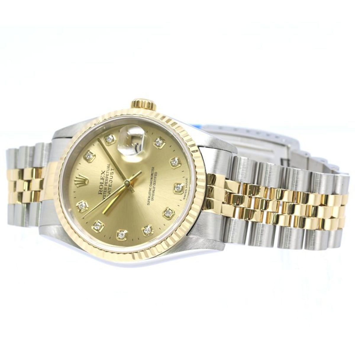 Rolex Datejust 10P Diamond 16233G met champagnekleurige wijzerplaat, 36 mm