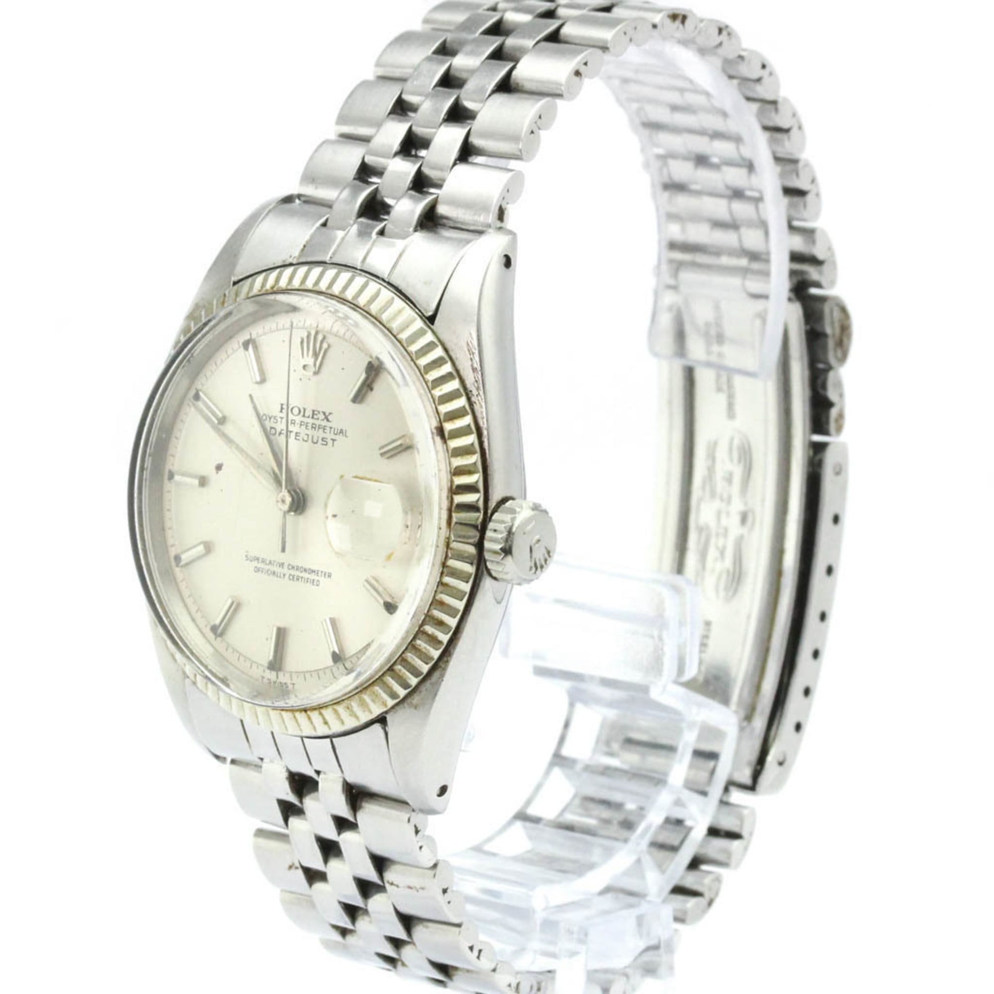 ROLEX Datejust 1601 White Gold Steel Automatic Mens Watch Vintage
