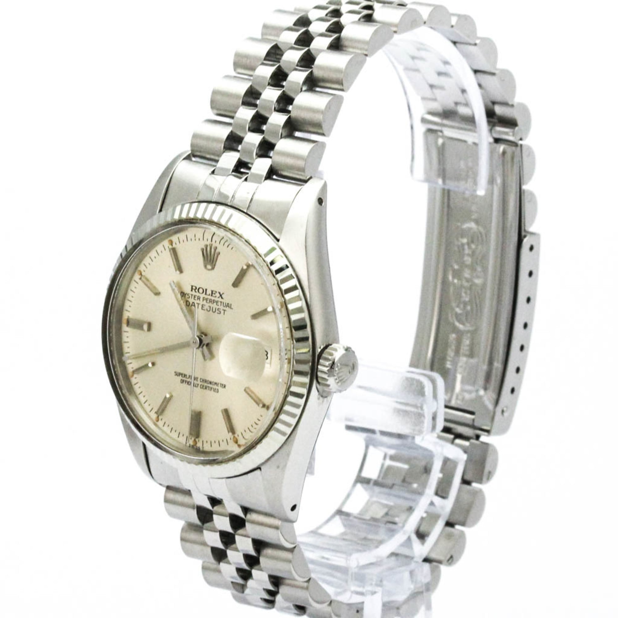 ROLEX Datejust 18K White Gold Steel Automatic Mens Watch 16014 Polished