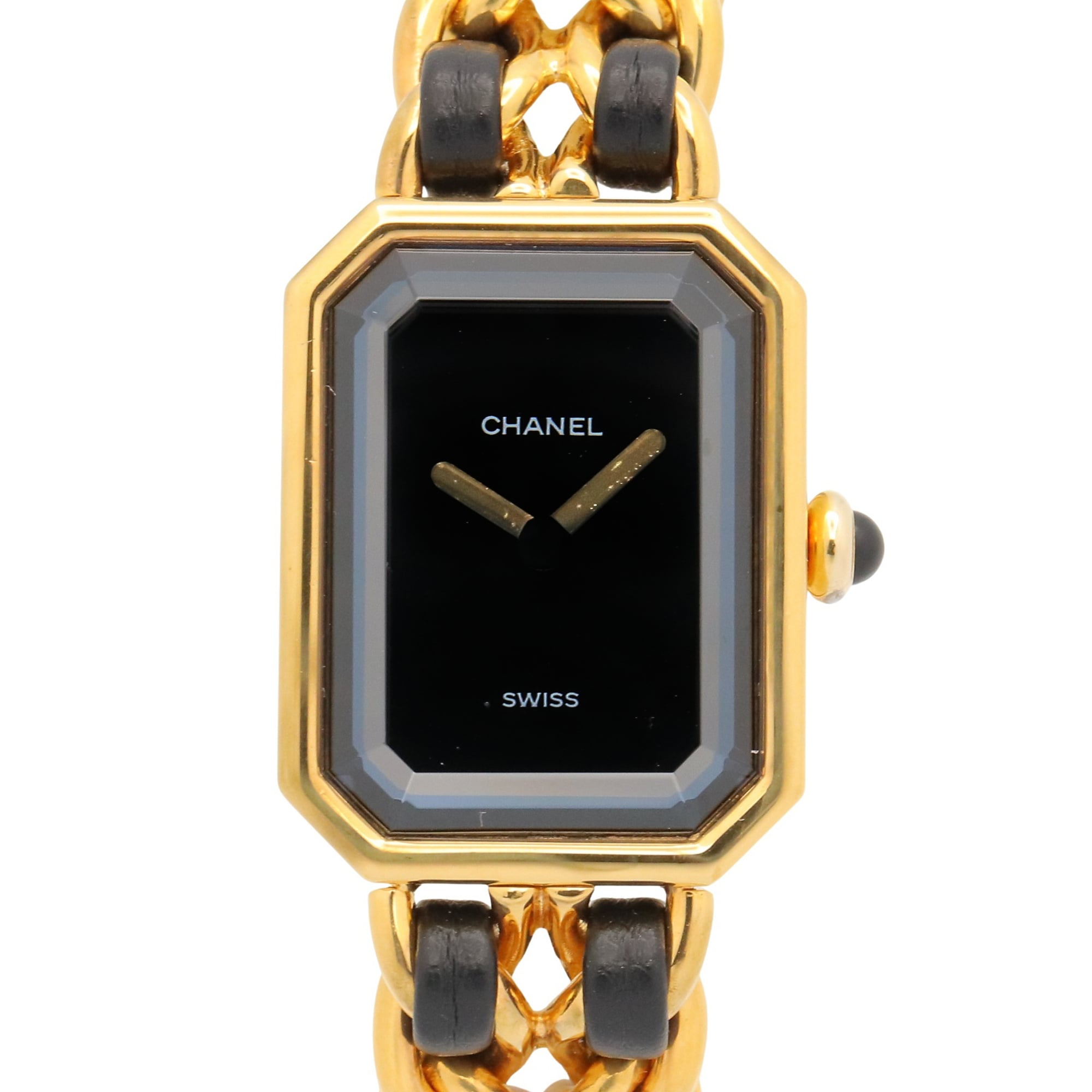 Chanel CHANEL PremiÃ¨re M Watch, Gold Plated Leather, Women's, Black, H0001