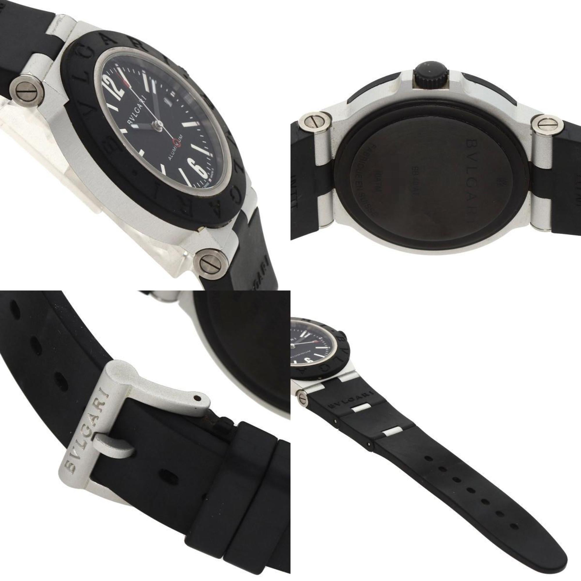 BVLGARI BB40AT Aluminium Date-horloge met rubberen band voor heren