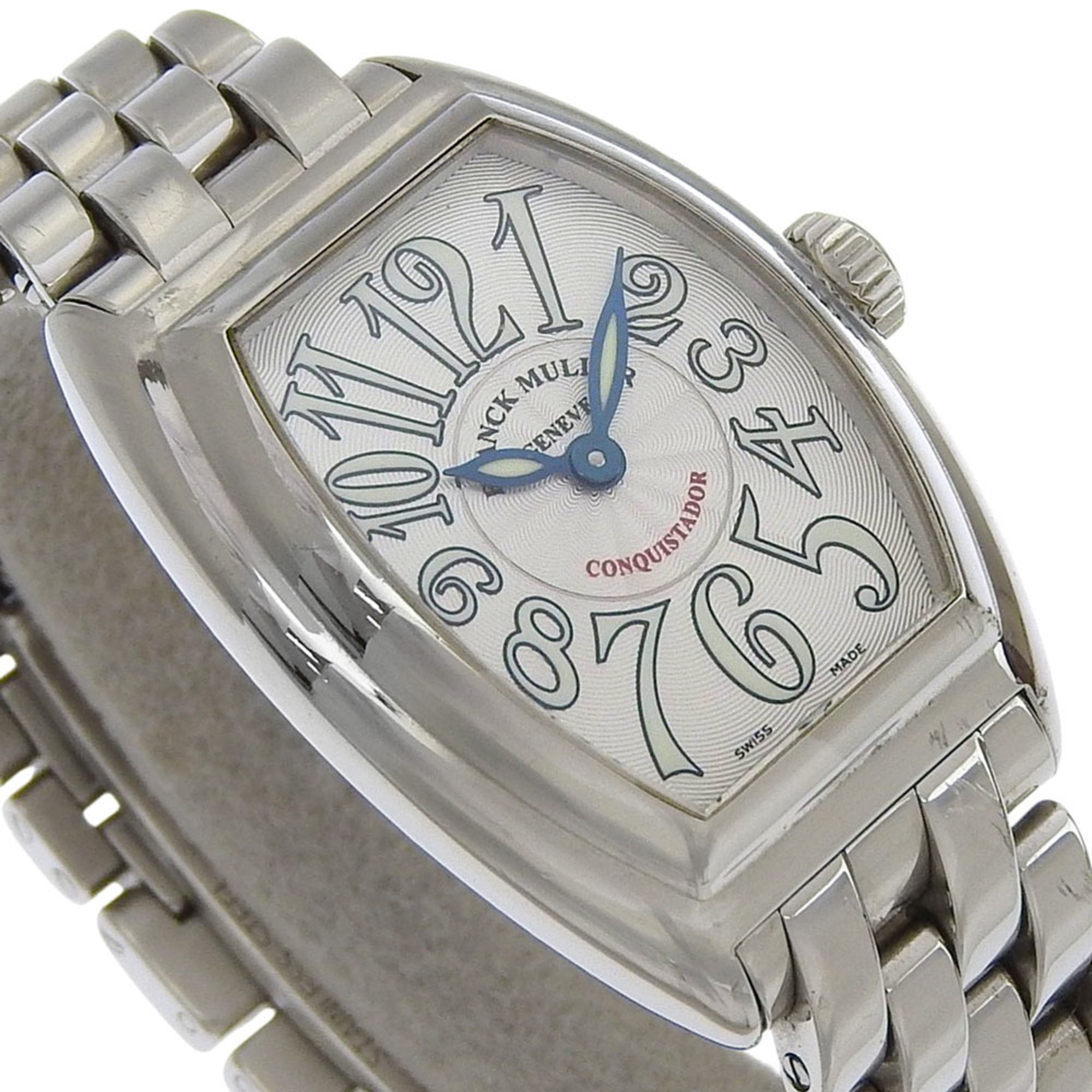 Franck Muller Conquistador Uhr 8005L aus Edelstahl, Quarz analoge AnzeigeSilber Zifferblatt, Damenuhr