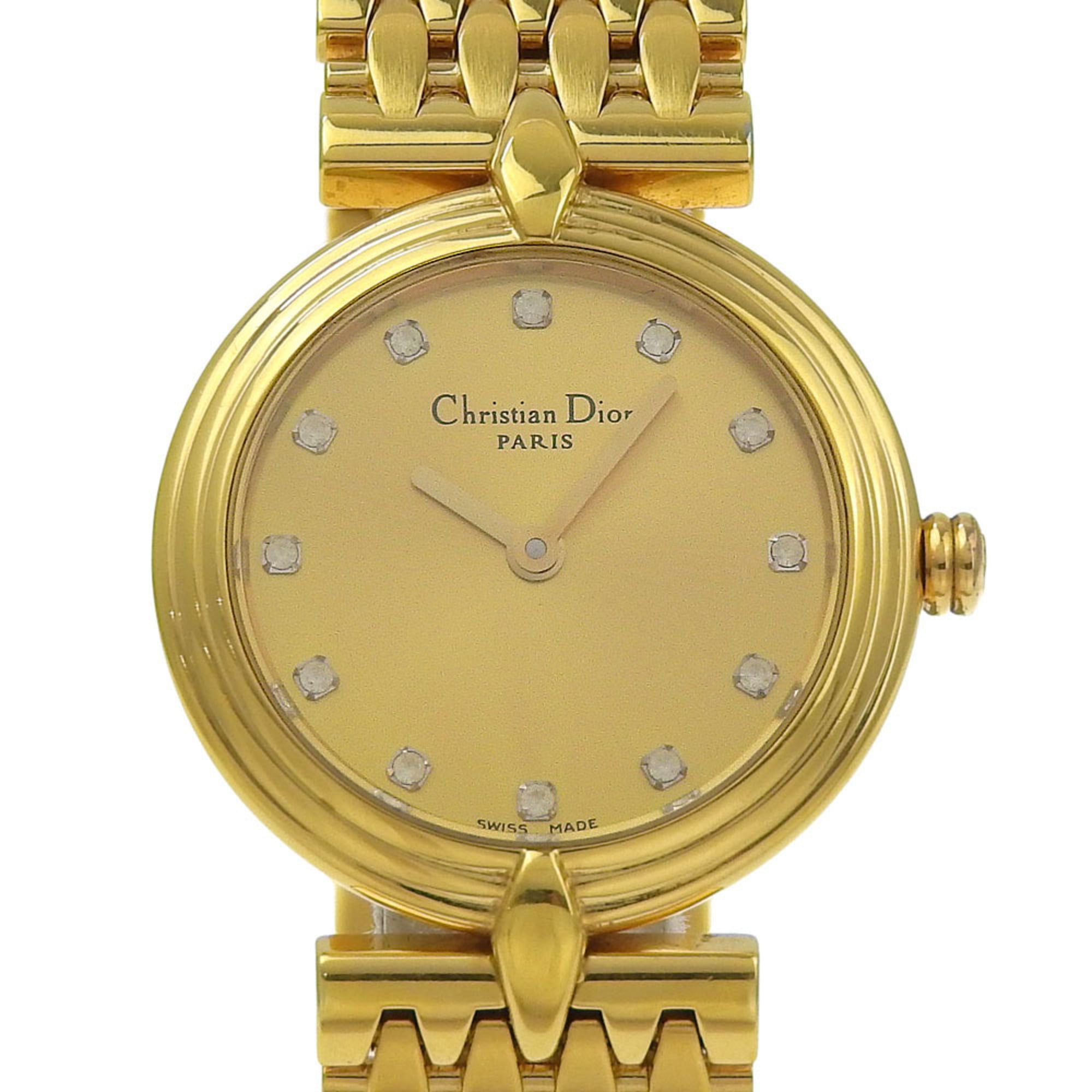 Christian Dior watch D68-150, gold plated, quartz, analog display, dial, women's.