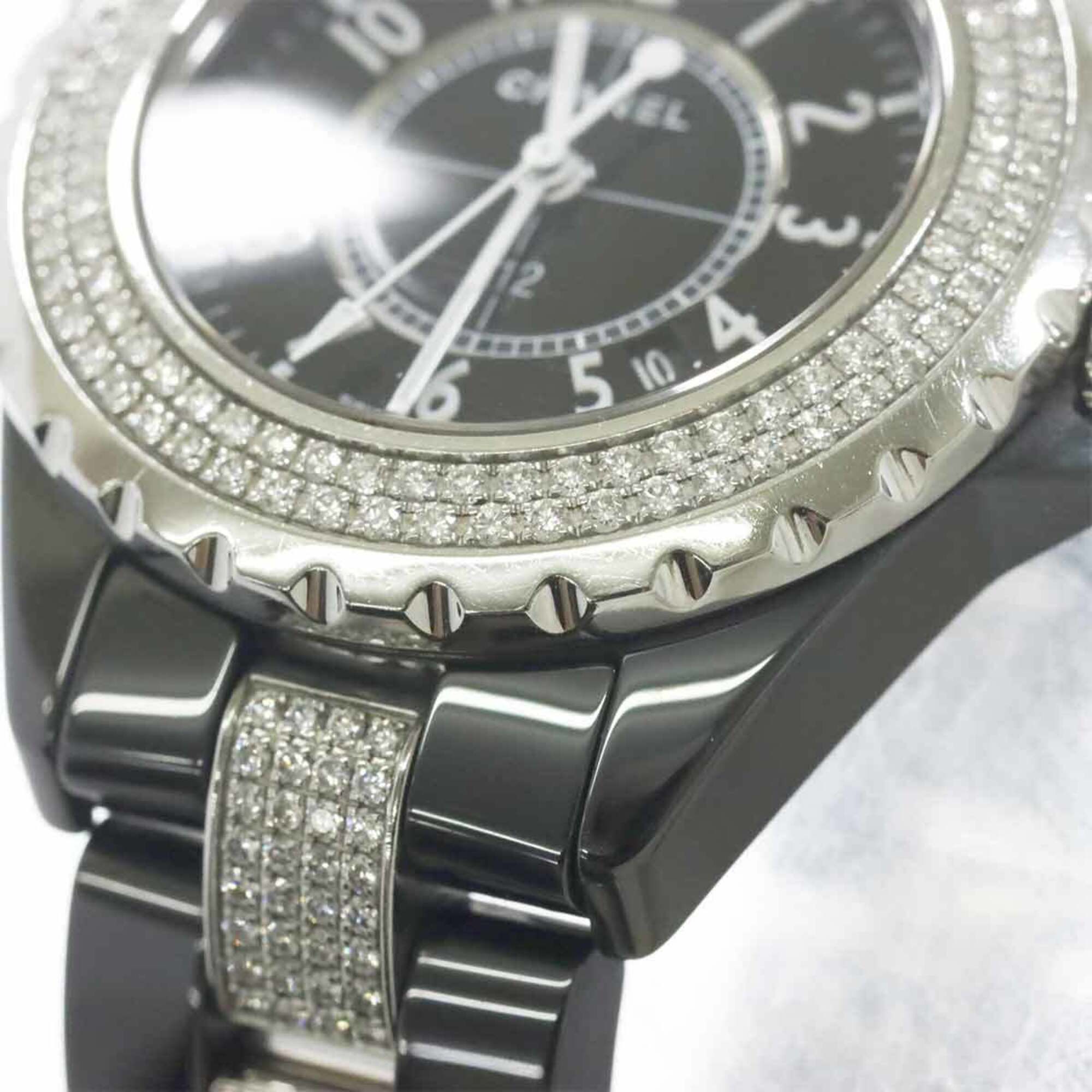 Chanel J12 33mm H1338 Genuine Diamond Ladies' Black Ceramic Date Quartz