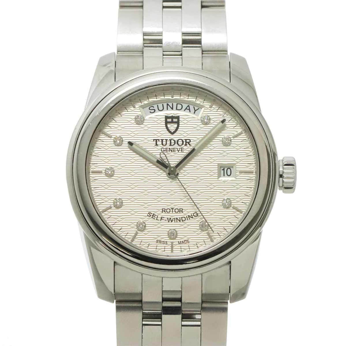Tudor Glamour Date-Day 56000 met zilveren wijzerplaat 39mm Horloge
