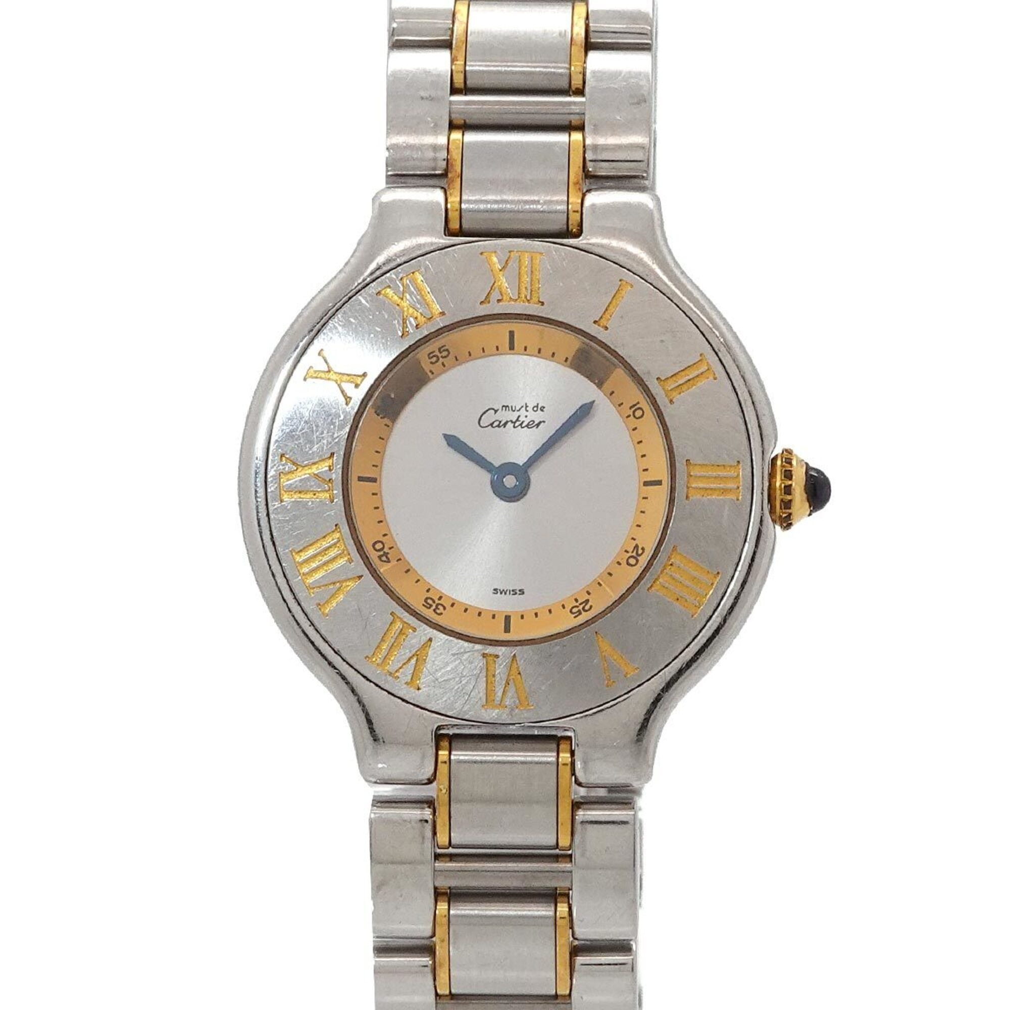 Cartier Must 21 Vingt-et-un Two-Tone W10073R6 Women's Watch Silver Quartz