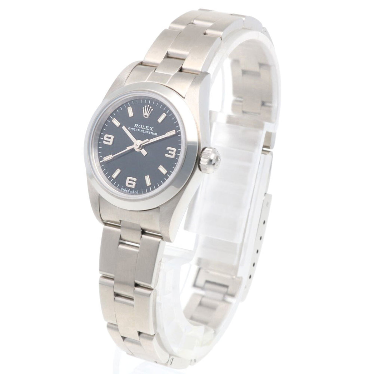 Rolex Oyster Perpetual 76080 Schwarz Zifferblatt 24 mm Uhr