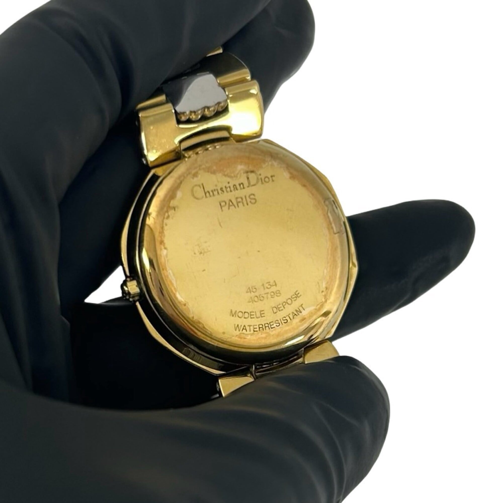 Christian Dior Vintage Octagon Stainless Steel Quartz Wrist Gold 31990