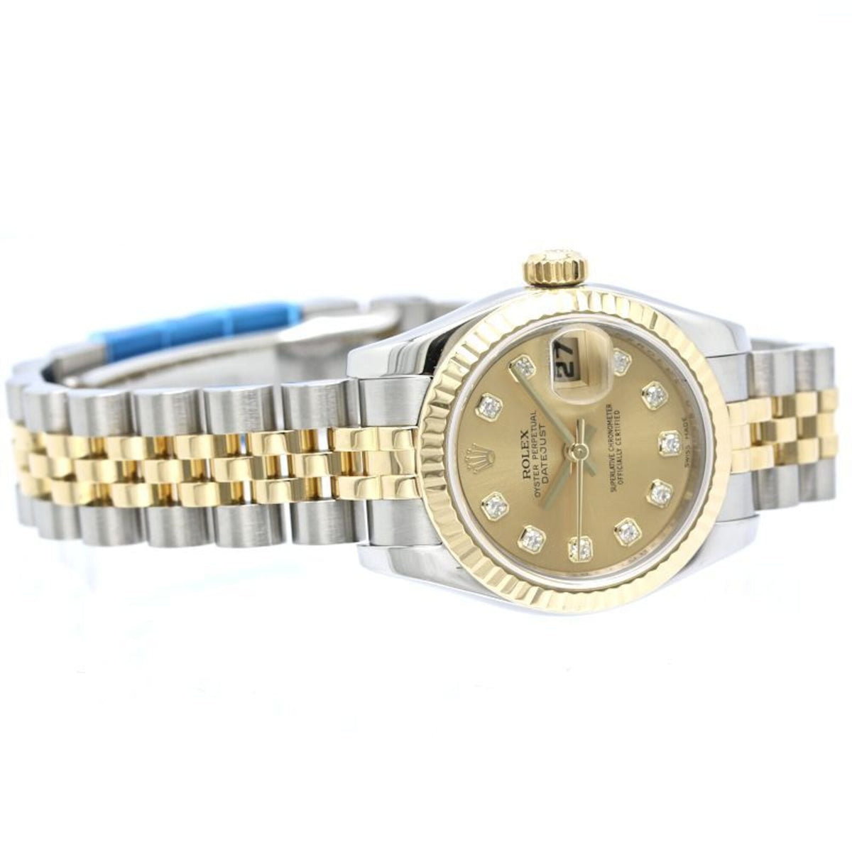 Rolex Datejust 10P Diamond 179173G horloge met champagnekleurige wijzerplaat, 26 mm